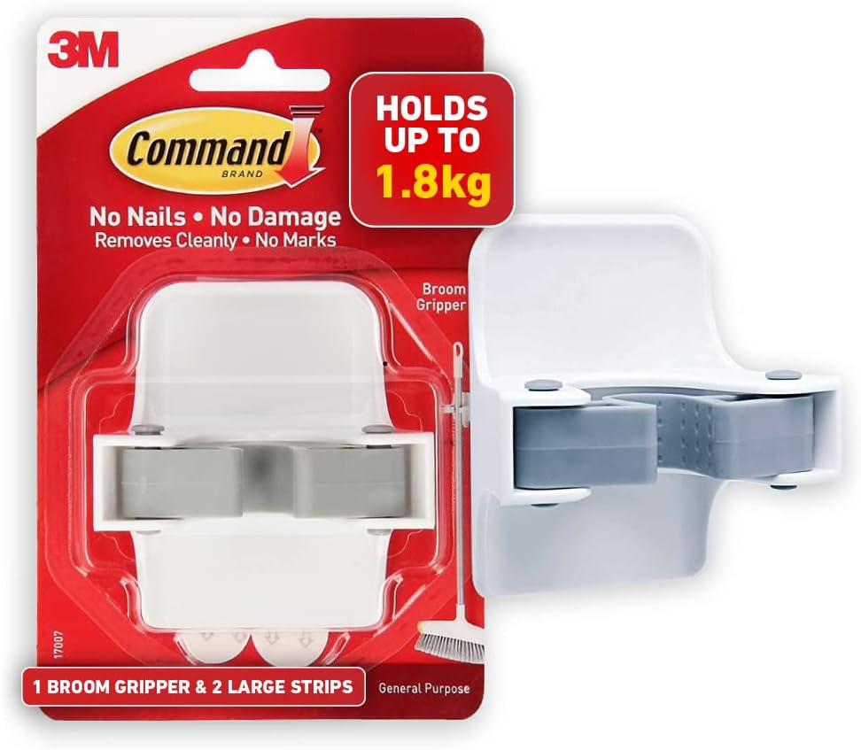 Command Broom and Mop Wall Hook No Tools Damage Free Holder