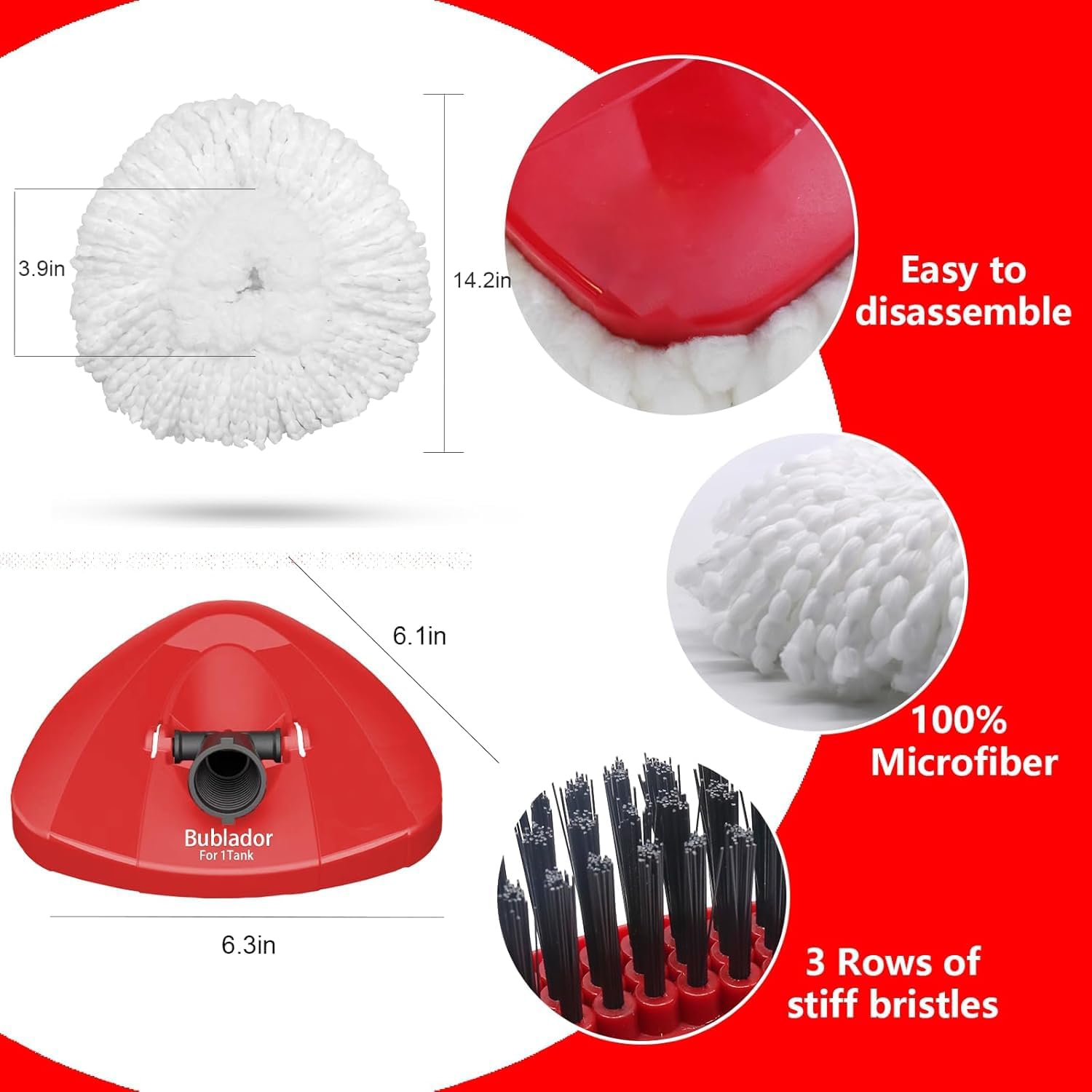 4 Spin Mop Heads Refill for Cedar EasyWring 1-Tank System
