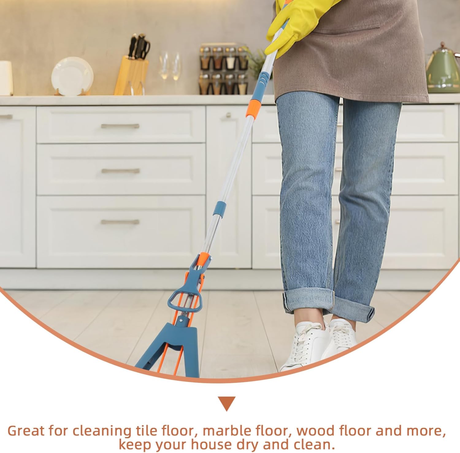 Ipetboom Reusable Sponge Mop with Long Handle