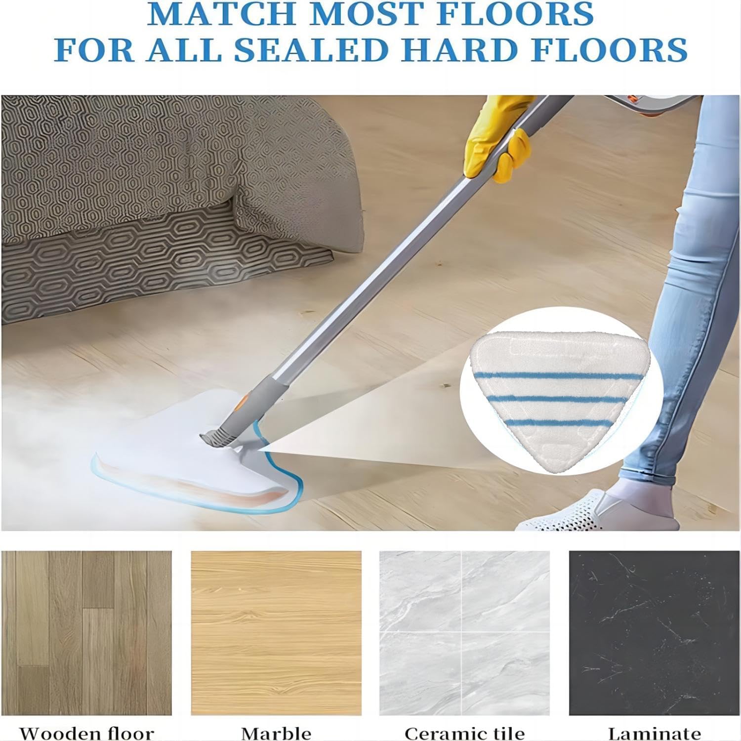 4 Pack Reusable Mop Pads for True Tidy STM-500 Steam Mops