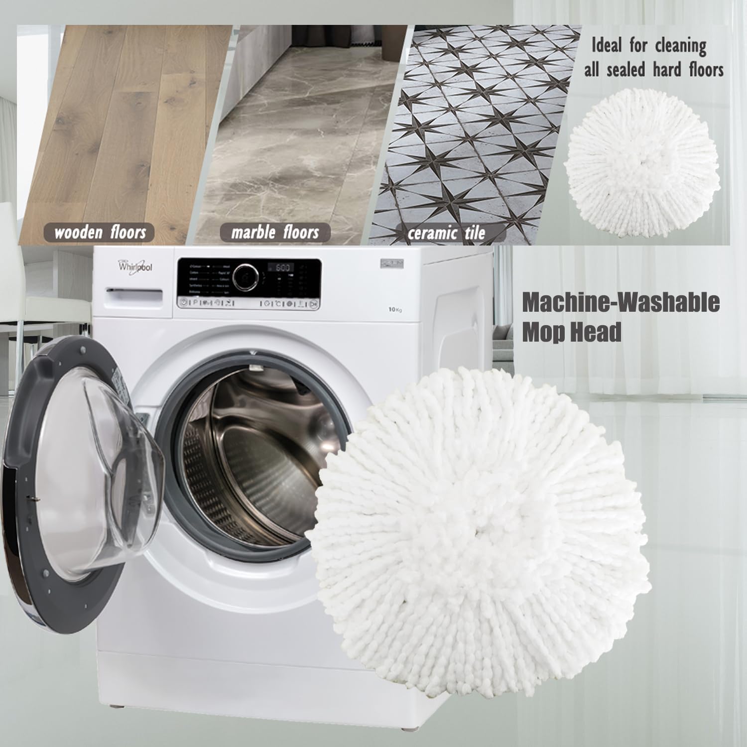 4 Pack Microfiber Spin Mop Refill Heads for Hard Floors