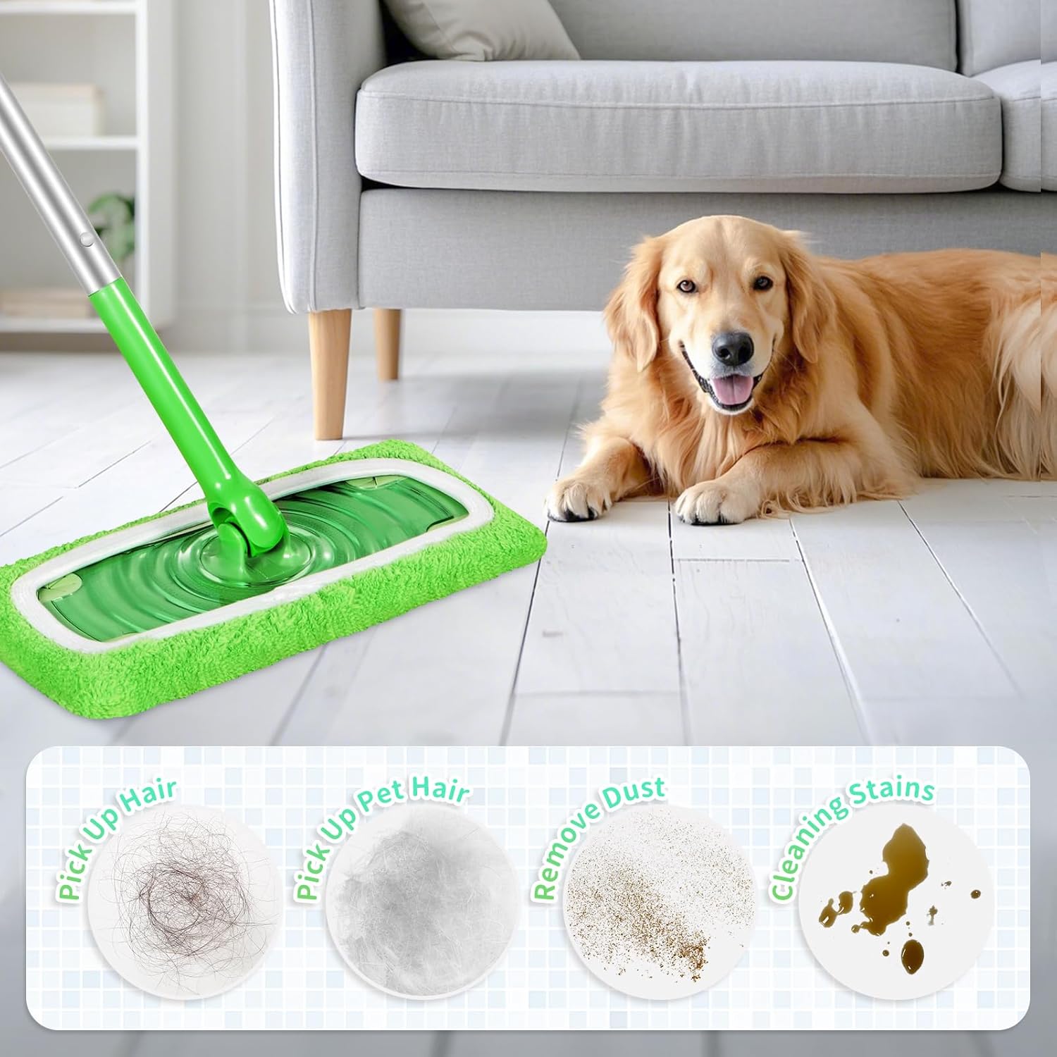 Nicemiya 8 Pack Reusable Mop Pads for Swiffer