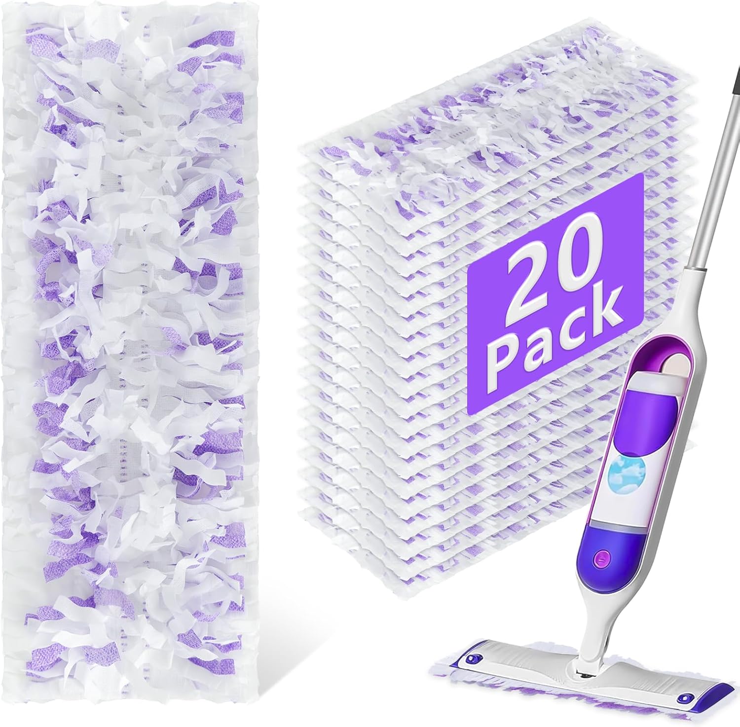 20 Pack Power Mop Refills Pads for Multi-Surface and Wood Mopping