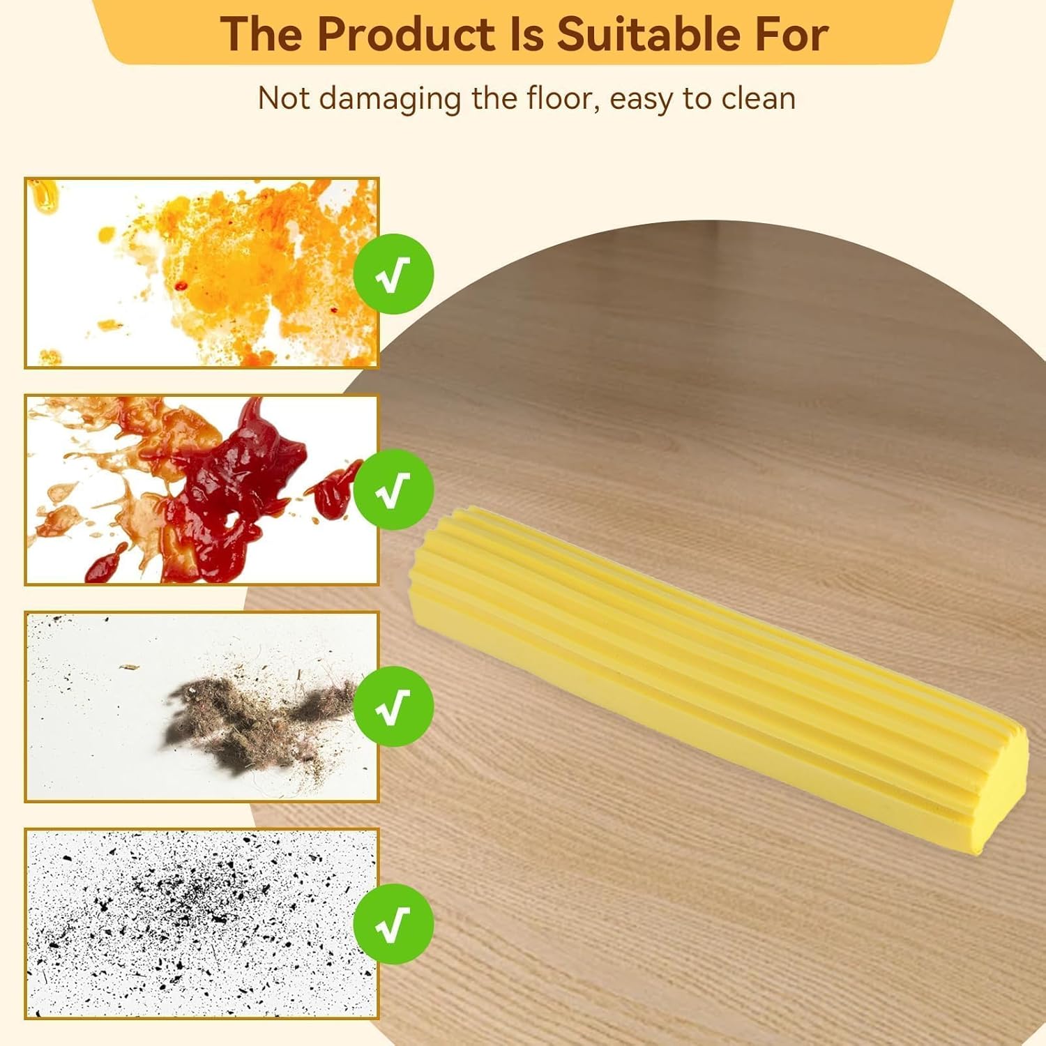 Beufee Sponge Mop Head Refill Set of 2 Yellow