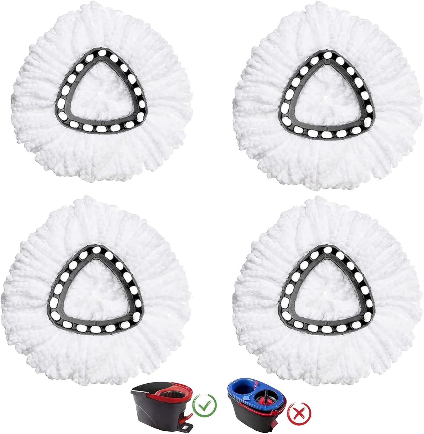 4 Pack Microfiber Mop Heads for O-Ceda EasyWring Spin Mop