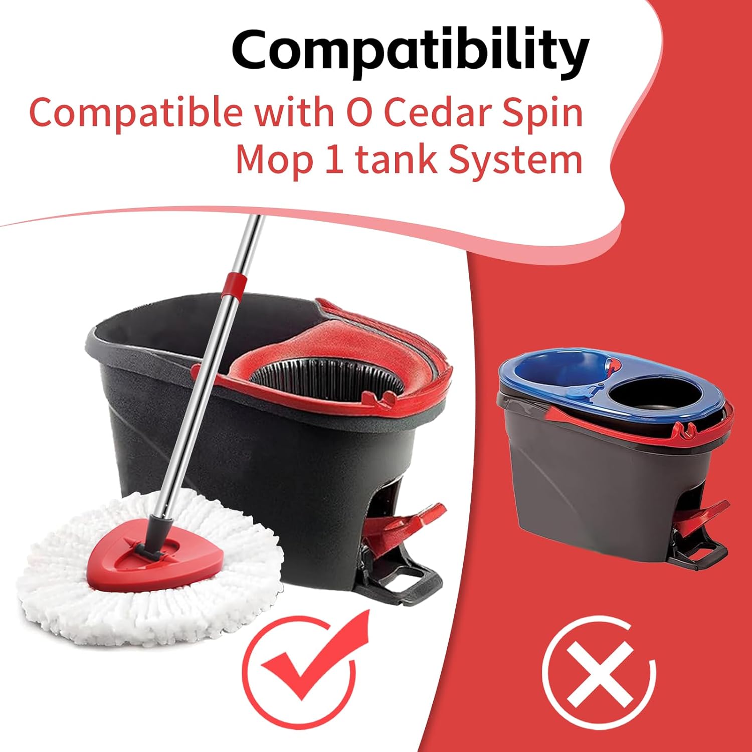 ANREKEYH Spin Mop Head Set - 2 Refills 30-58in Handle Triangle Base
