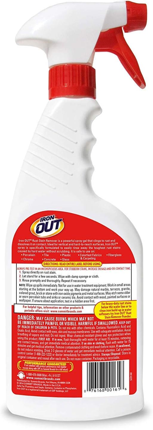 OUT Iron Out Rust Stain Remover Spray Gel 16 Fl Oz 2 Pack