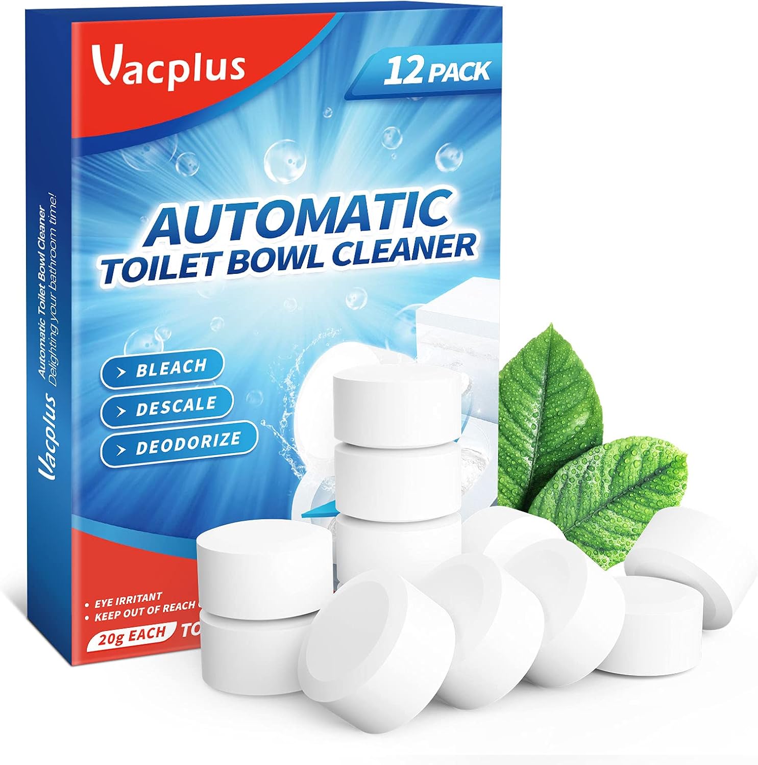Vacplus Toilet Bowl Cleaner Tablets 12-Pack