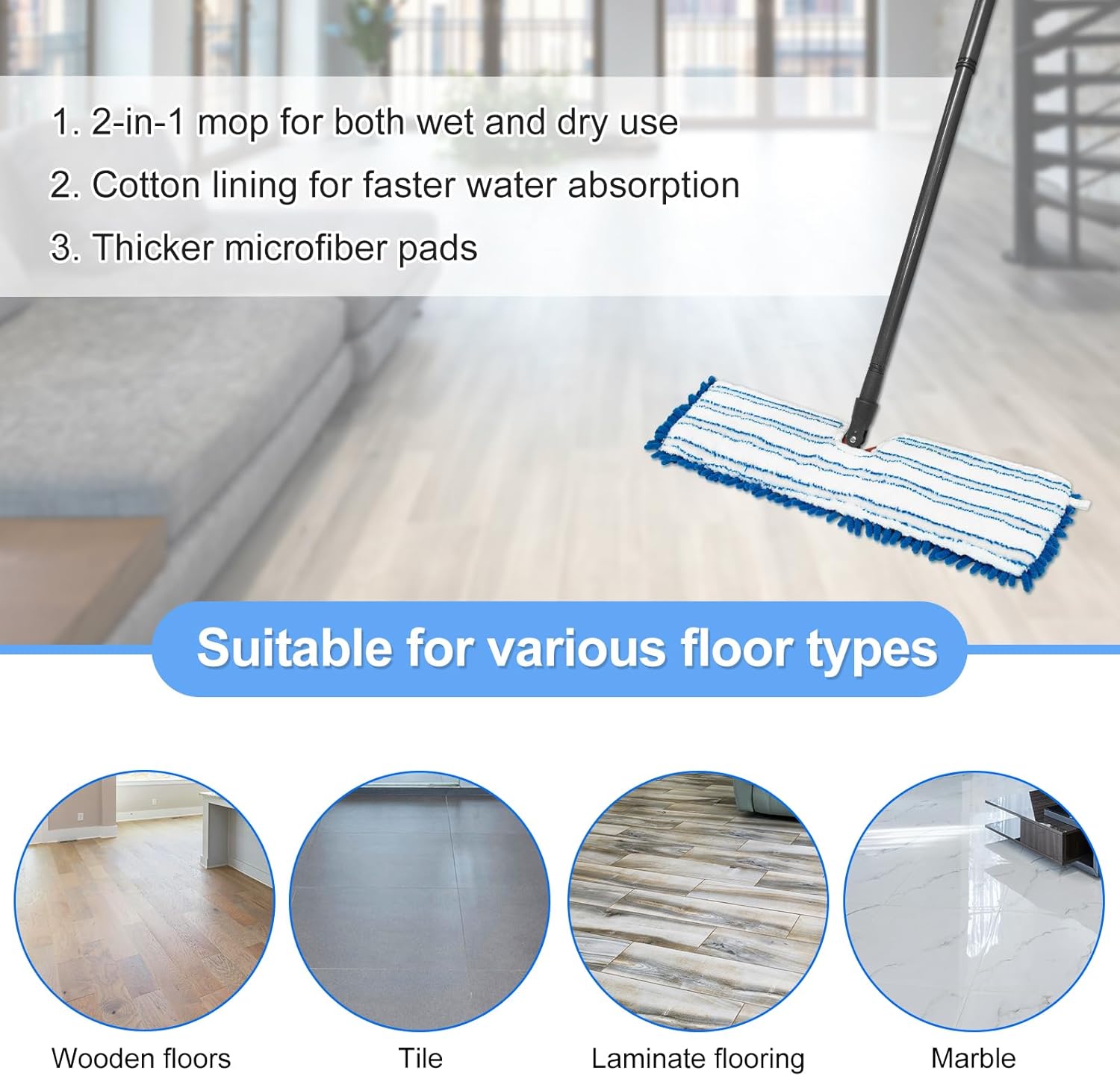 3 Pack Mop Heads for O-Cedar Dual-Action Flip Mop 1