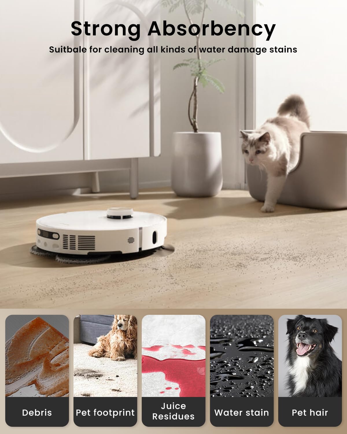 6Pcs Microfiber Mop Cloths for Roborock Robot Vacuums