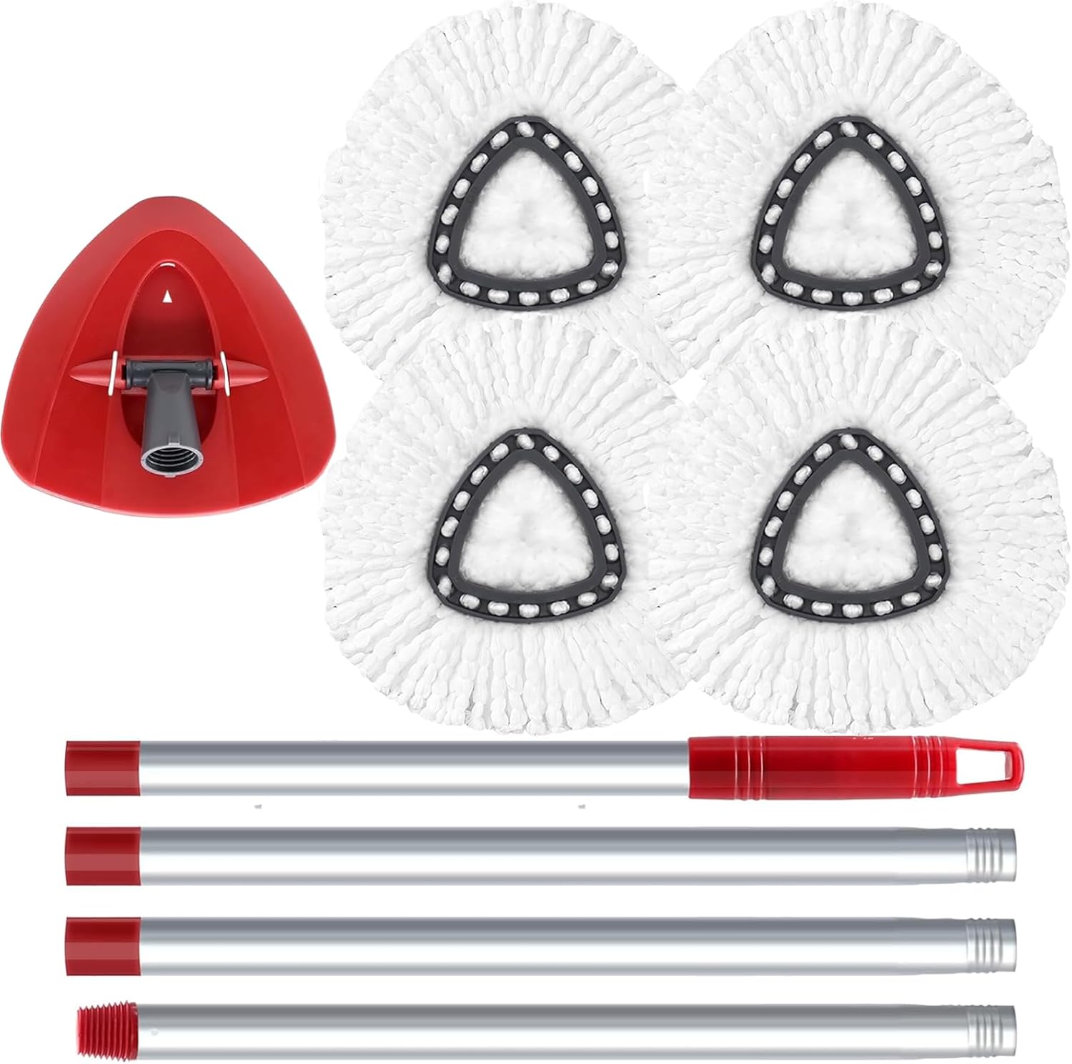 Spin Mop Replacement Head Set with Adjustable Handle and Base