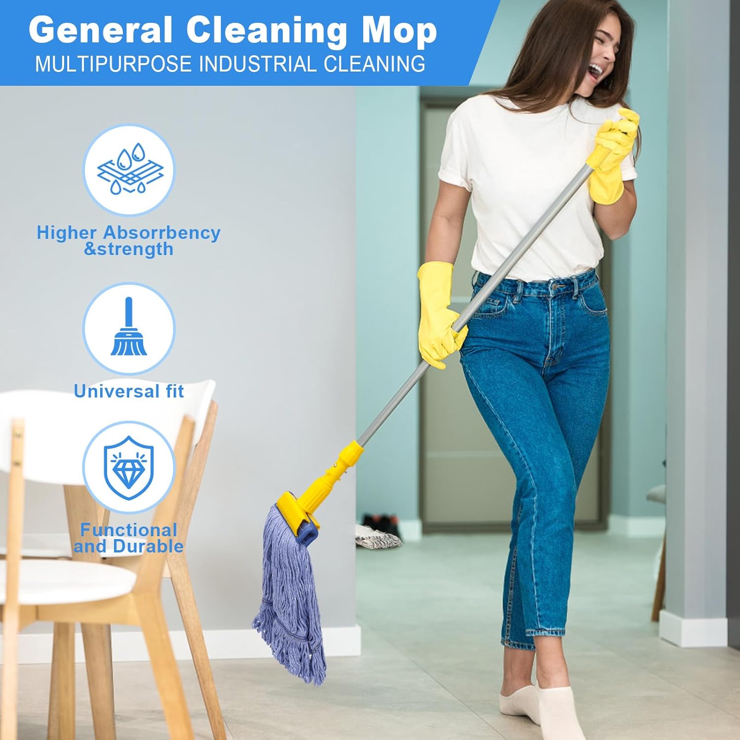 3 Pack Reusable Mop Head Refills for Commercial Use