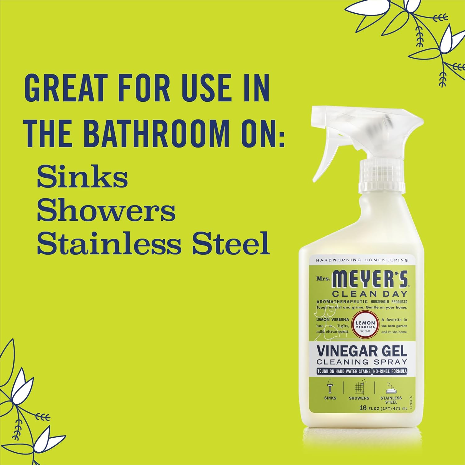 Mrs Meyers Vinegar Gel Cleaning Spray 16 Fl Oz Bathroom Use