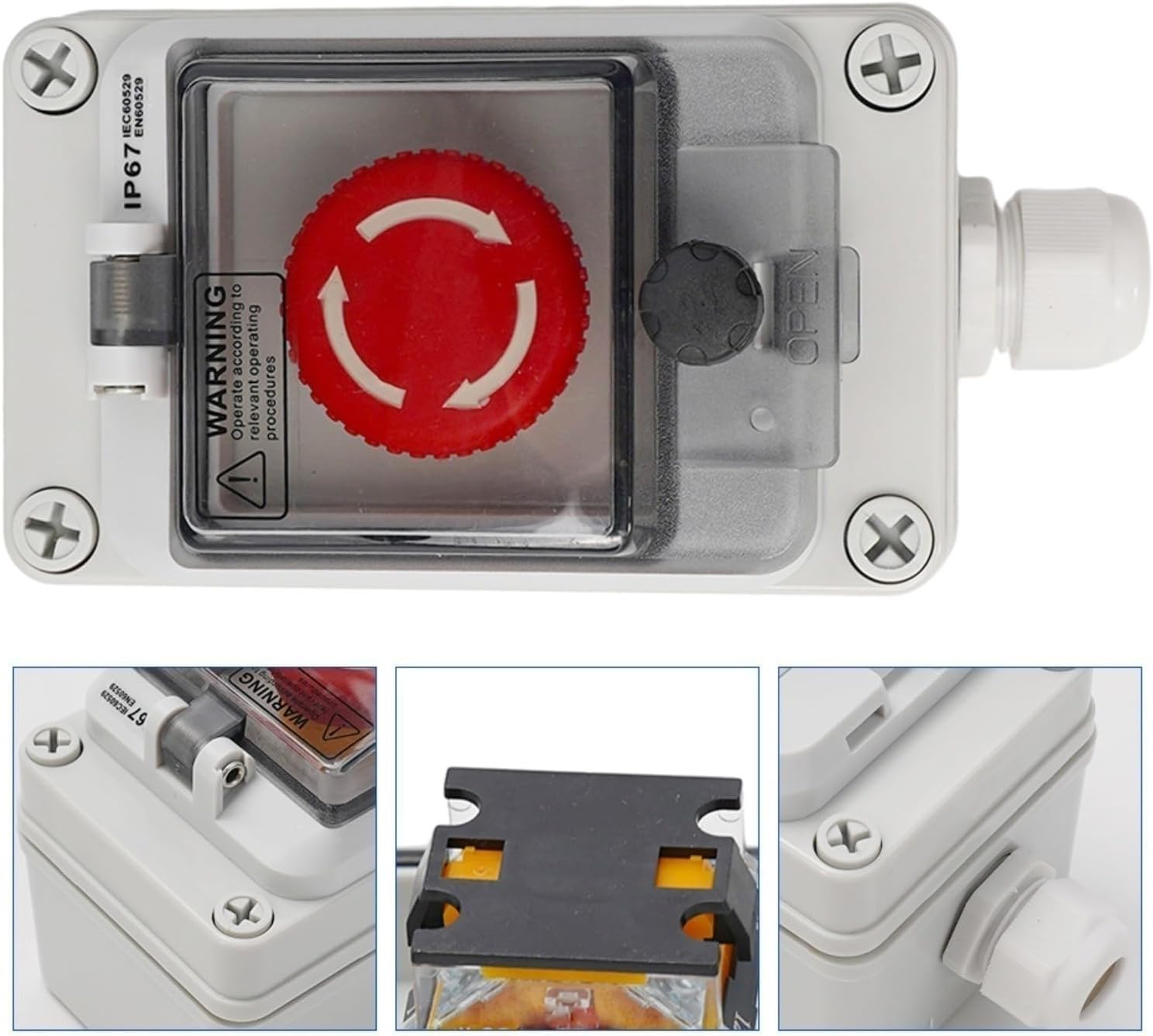 Marebm E-Stop Push Switch with Plastic Box 1