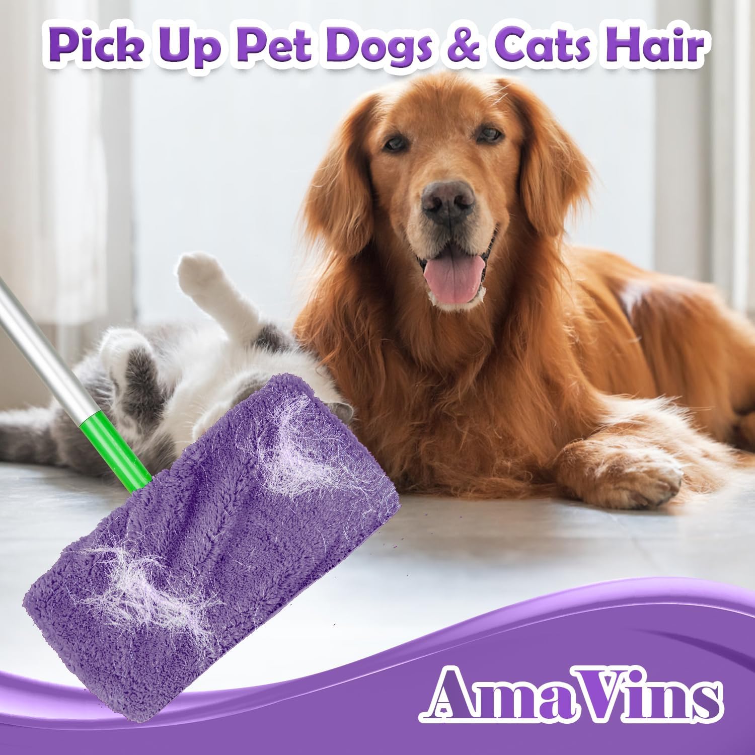 AmaVins 5 Pack Reusable Microfiber Mop Pads for Swiffer Sweeper