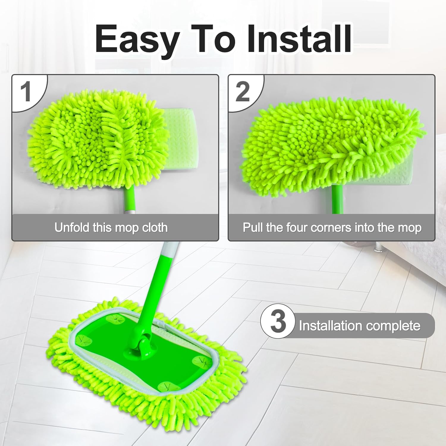 Yuunaie Reusable Mop Pads for Swiffer 4-Pack