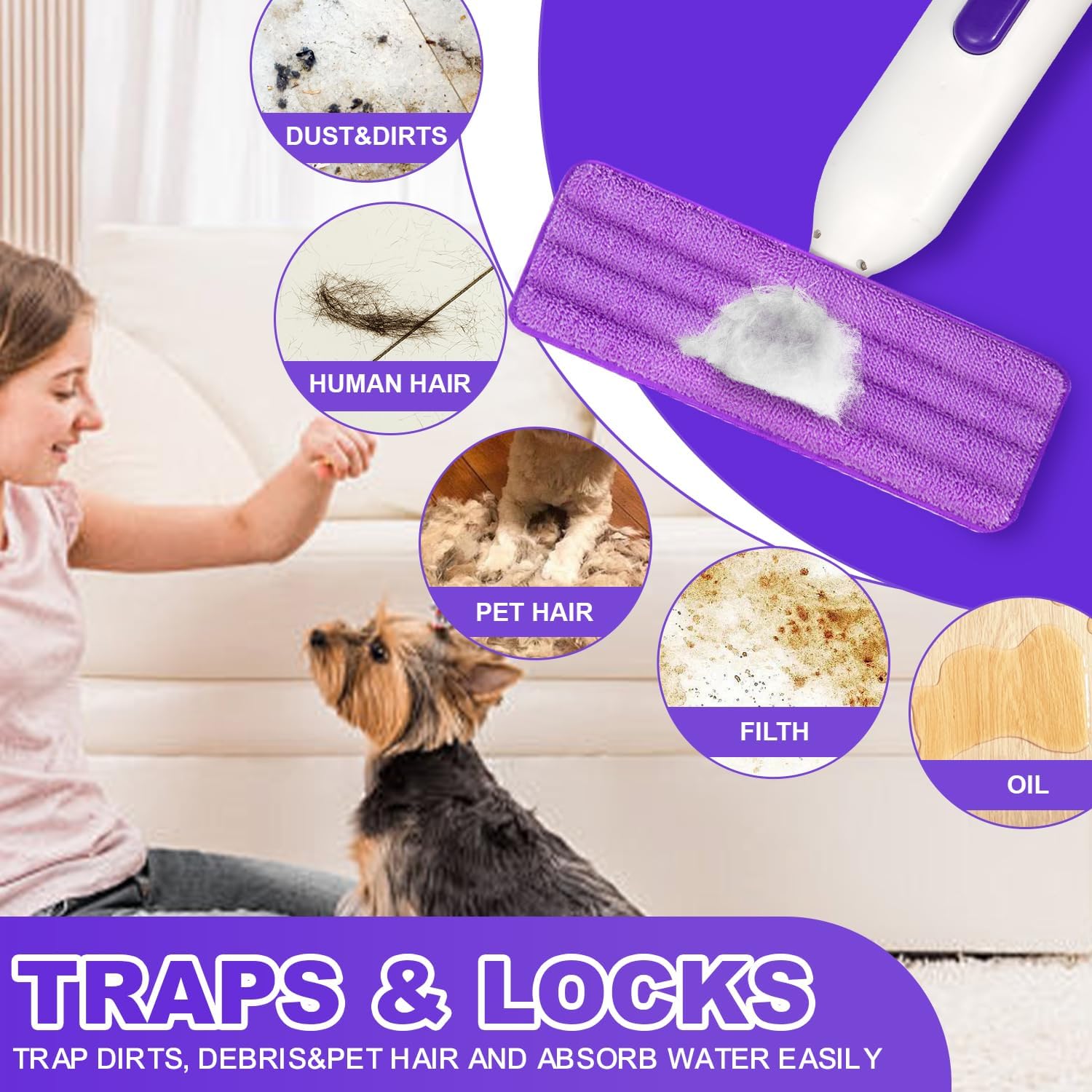 INFICRIME 6 Pack Reusable Microfiber Mop Pads 1