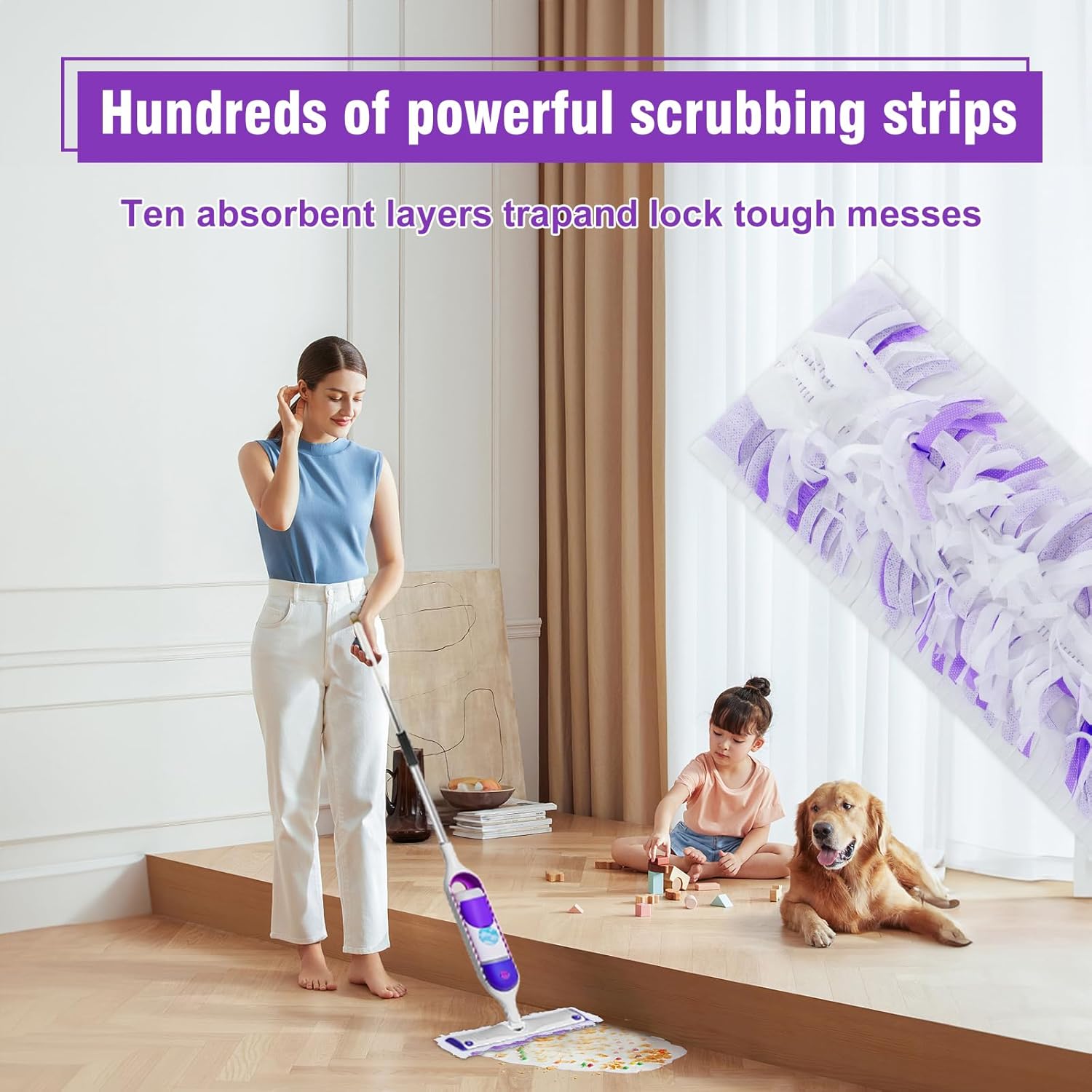 20 Pack Power Mop Refills Pads for Multi-Surface and Wood Mopping
