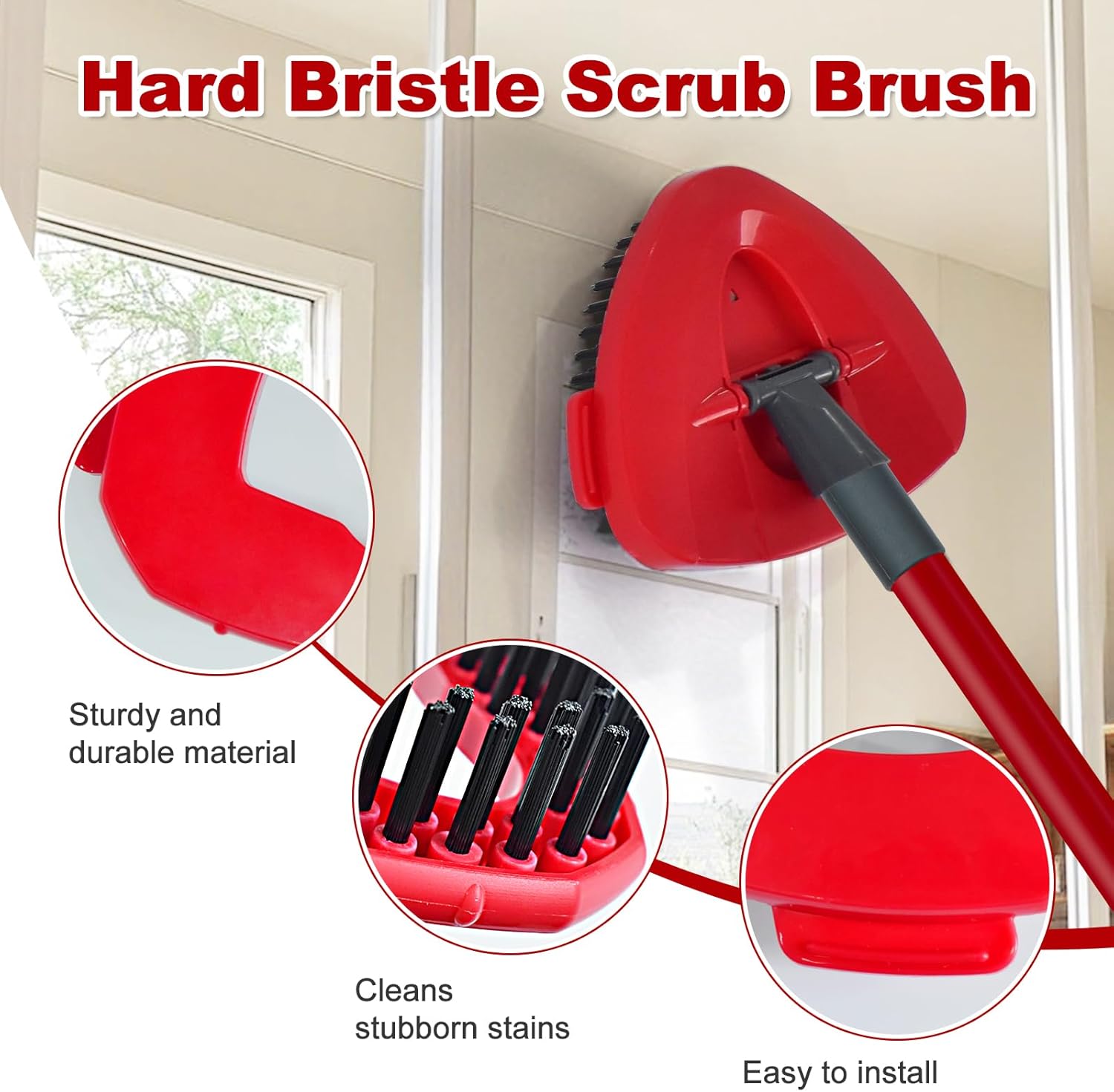 DLAIMI Mop Handle Replacement with Scrubber Brush and Base