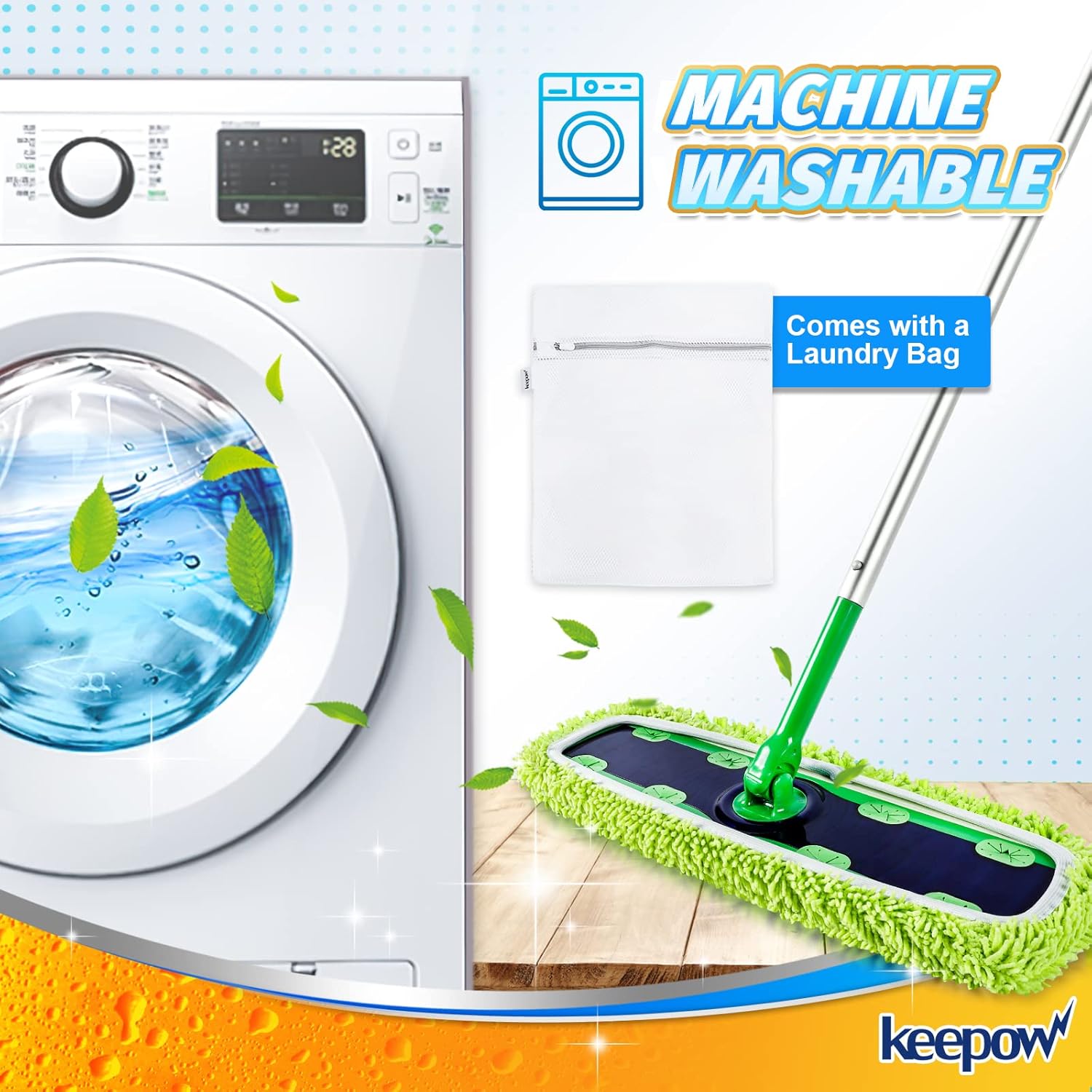 KEEPOW Reusable XL Mop Pads 4 Pack
