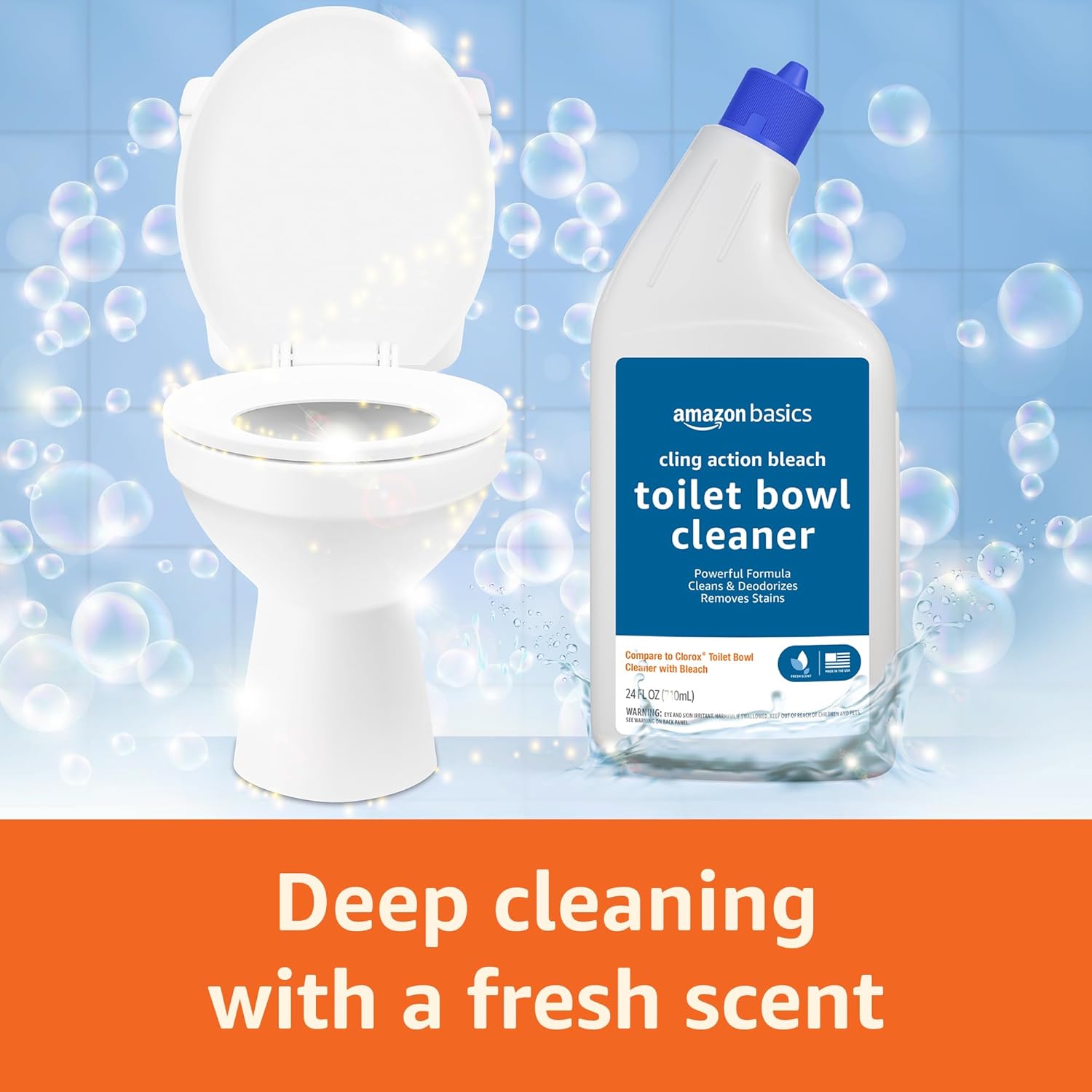 Amazon Basics Toilet Bowl Cleaner with Bleach and Fresh Scent