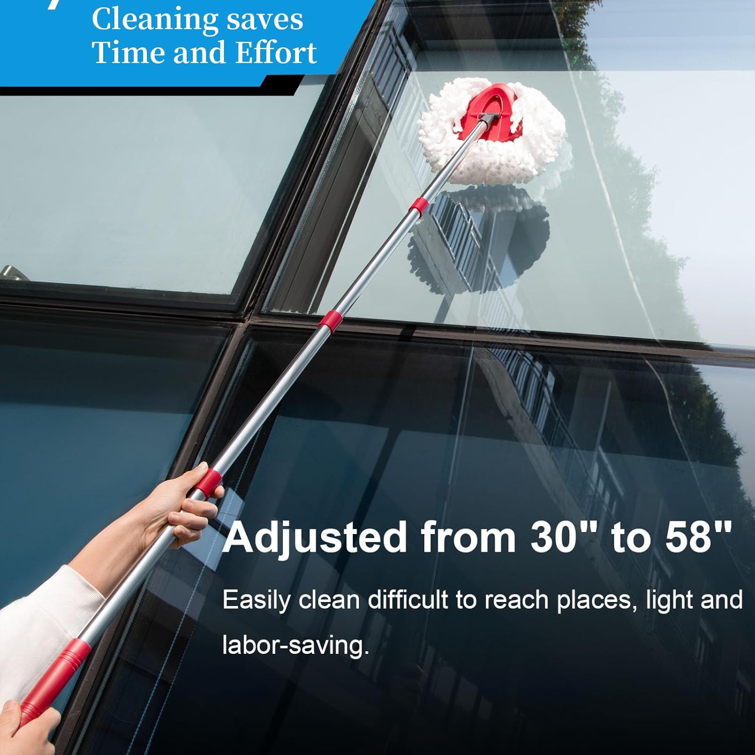 Generic Mop Handle Replacement 4 Section Red 30 to 58 1
