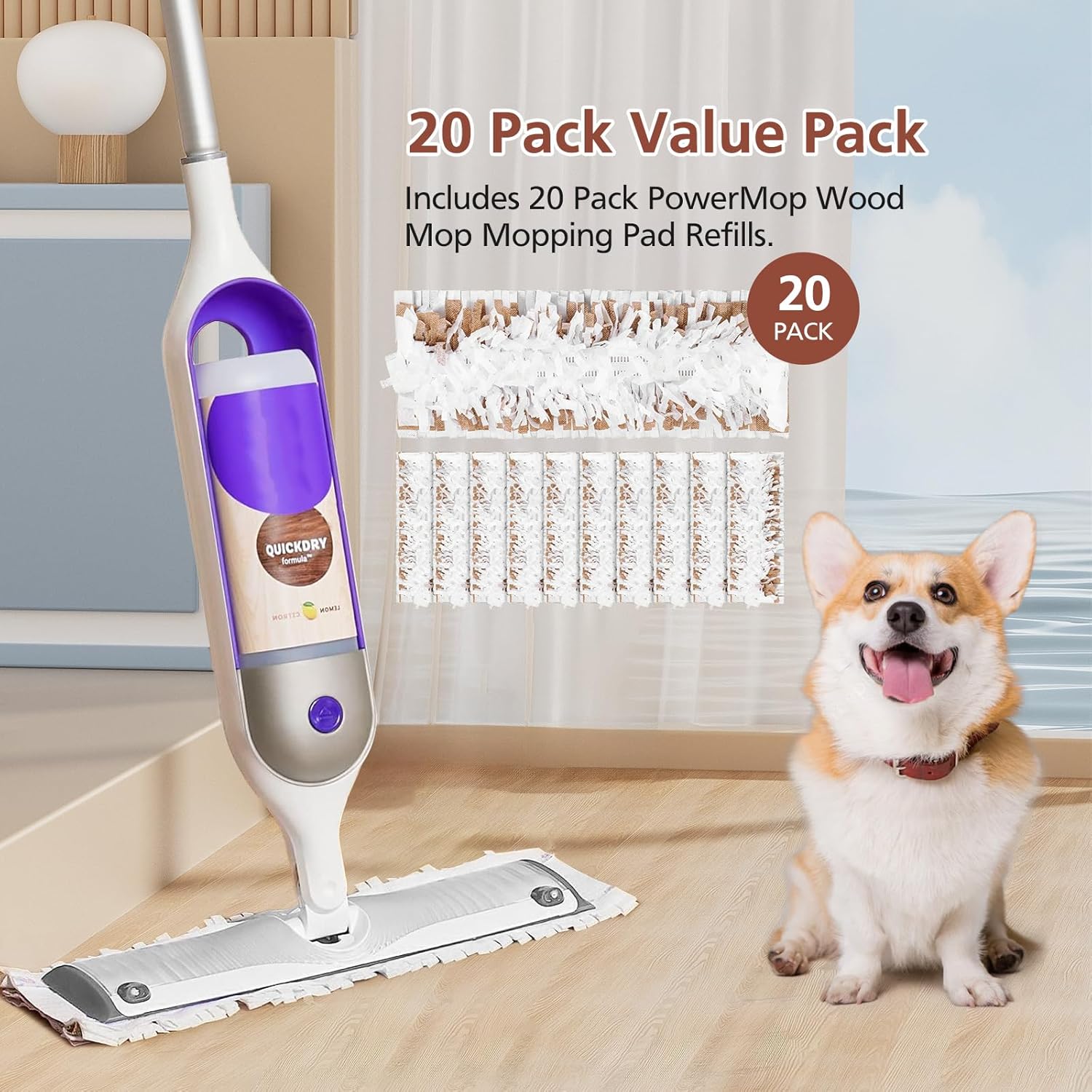 20 Pack CANAVY Swiffer PowerMop Wood Mop Refills