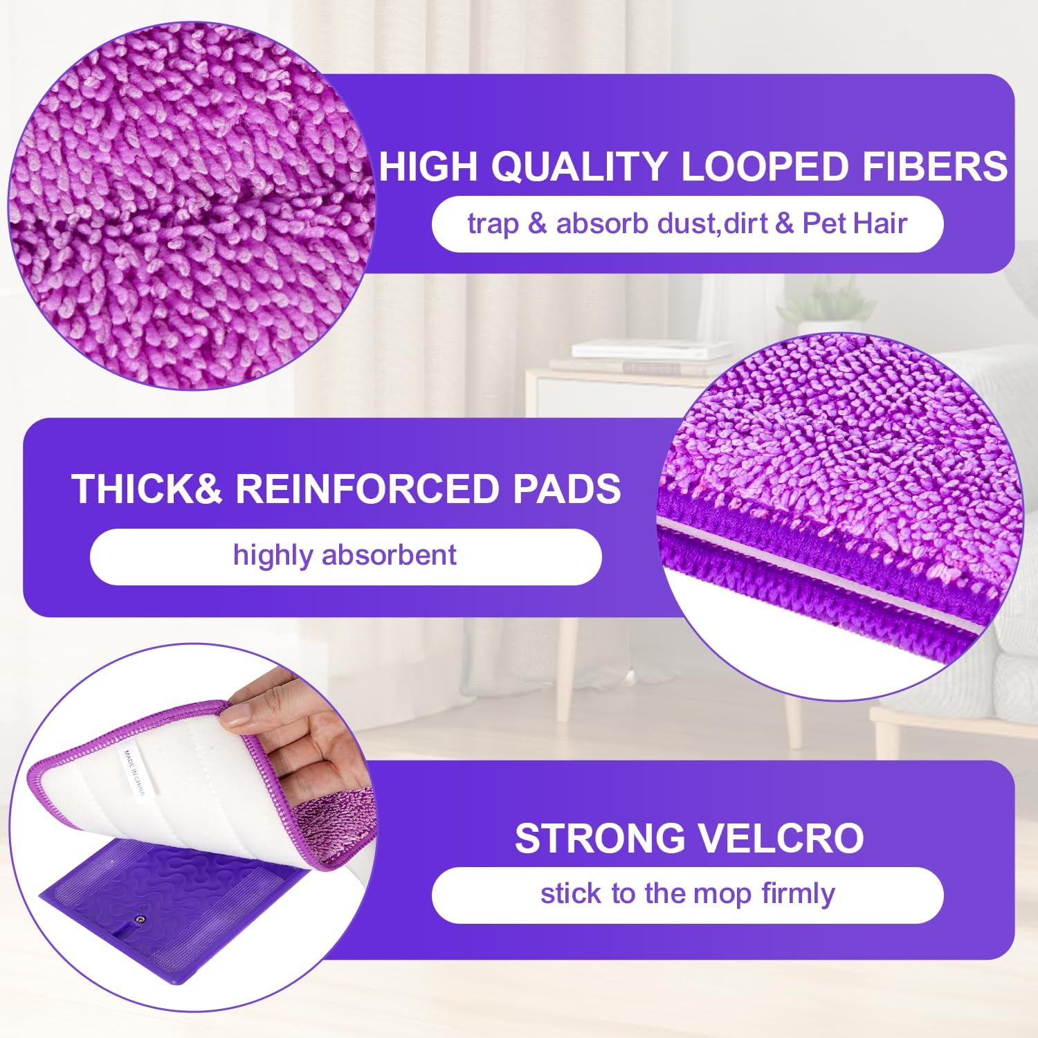 INFICRIME 6 Pack Reusable Microfiber Mop Pads 1