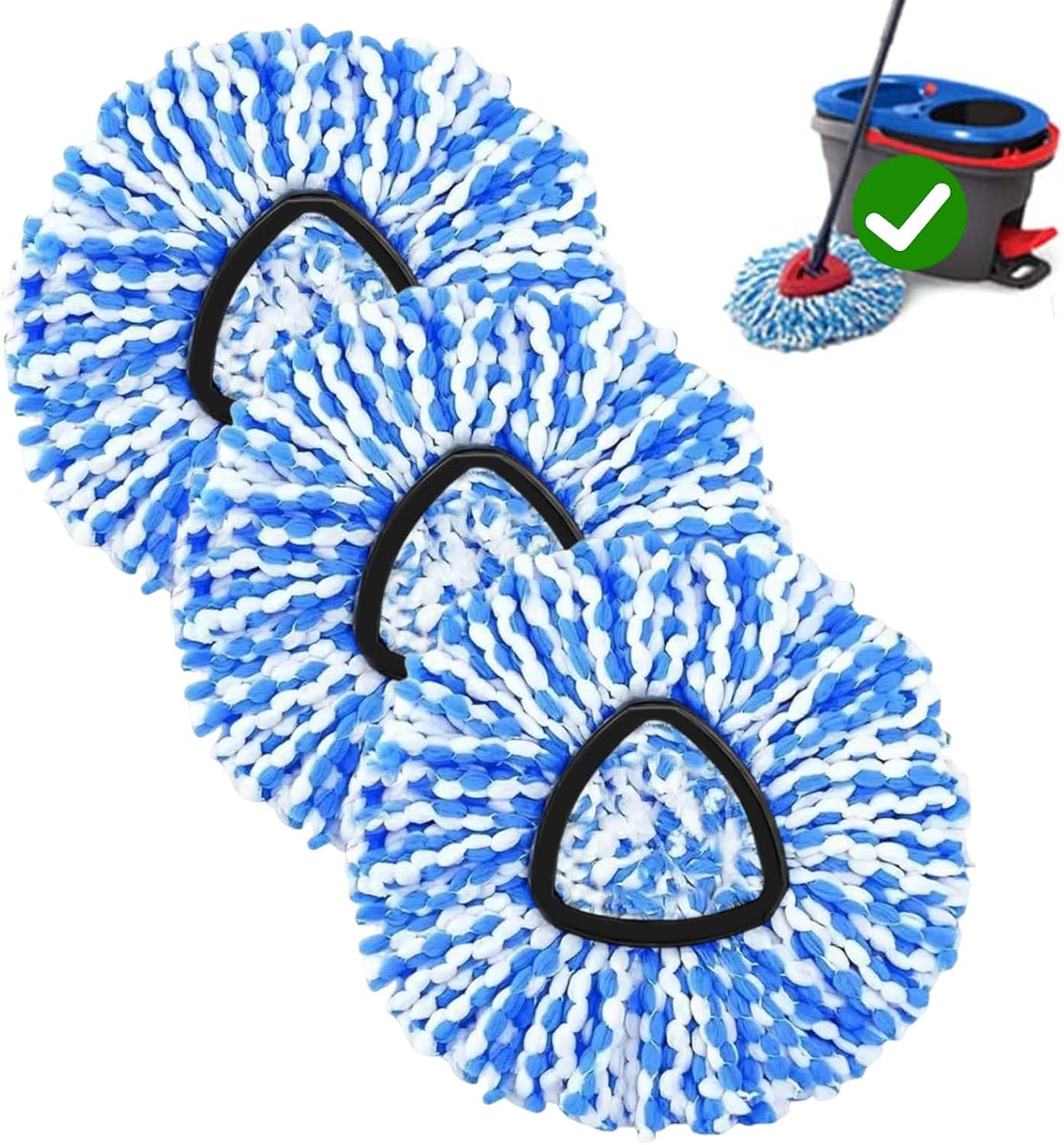 FOOKCIAN 3-Pack Spin Mop Replacement Head