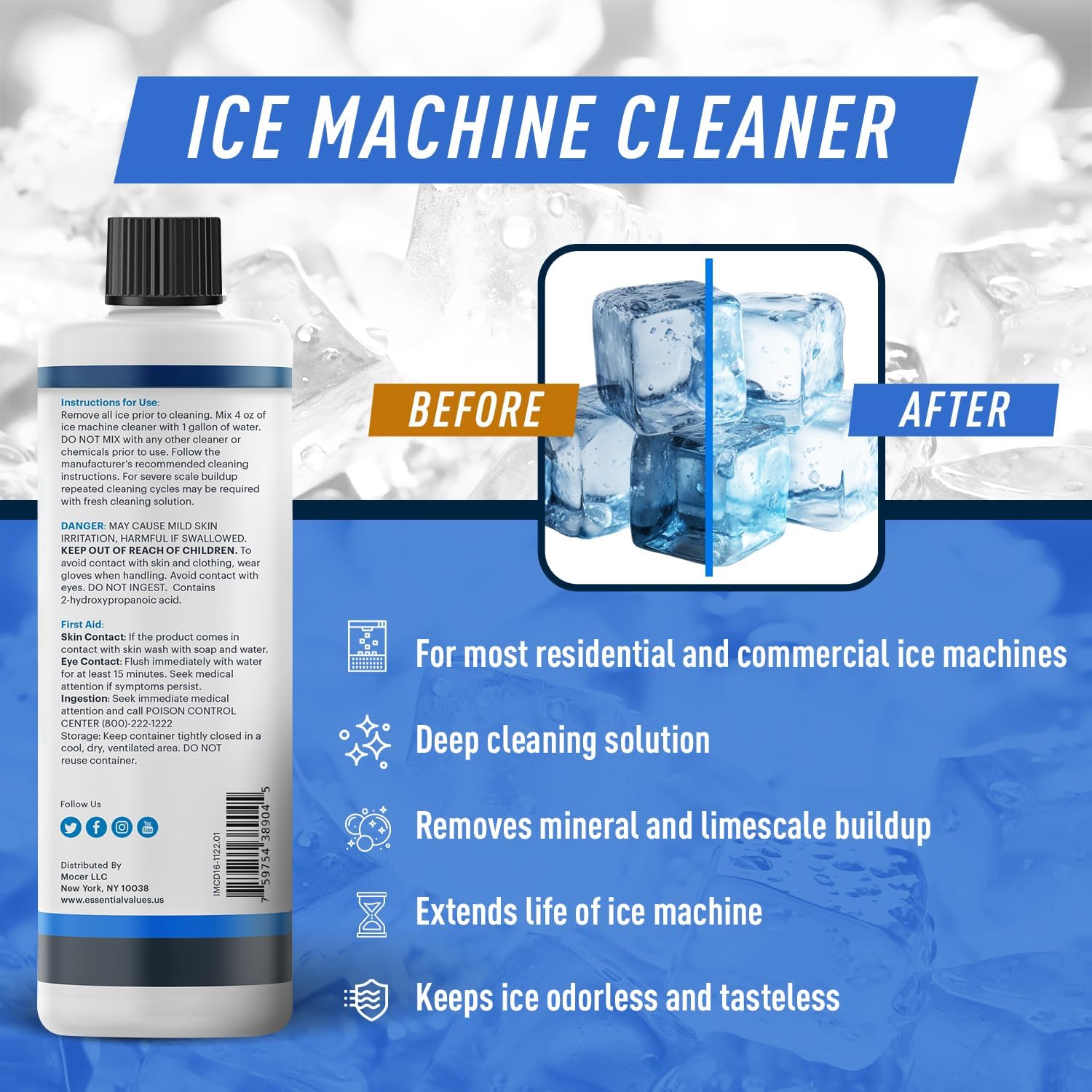 Essential Values Ice Machine Cleaner Descaler 2-Pack