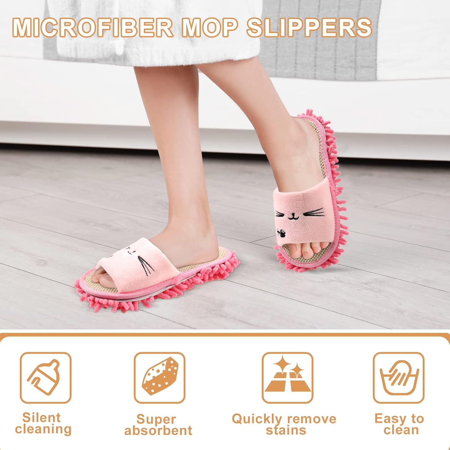 Wesiti 4 Pairs Microfiber Mop Slippers for Women 1