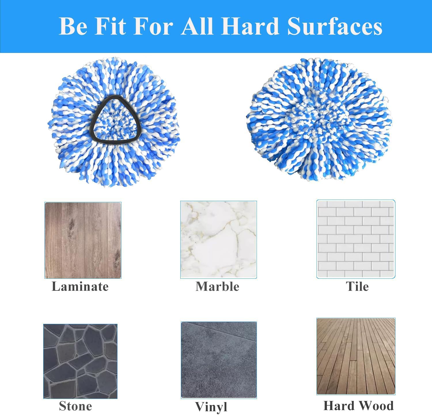 5 Pack Microfiber Mop Head Replacements for RinseClea Spin Mop