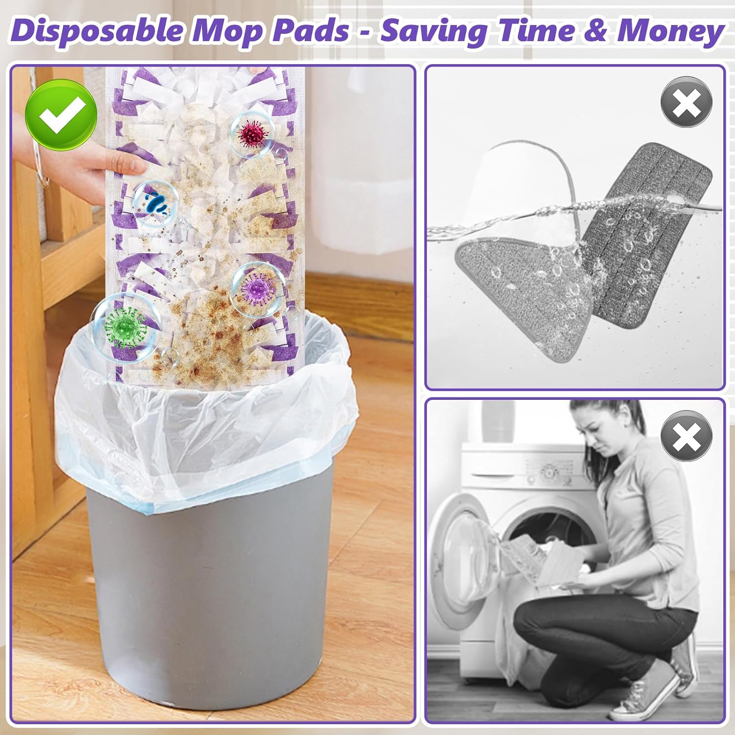 EHADOO 20 Pcs Disposable Mop Pads for Swiffer Power Mop