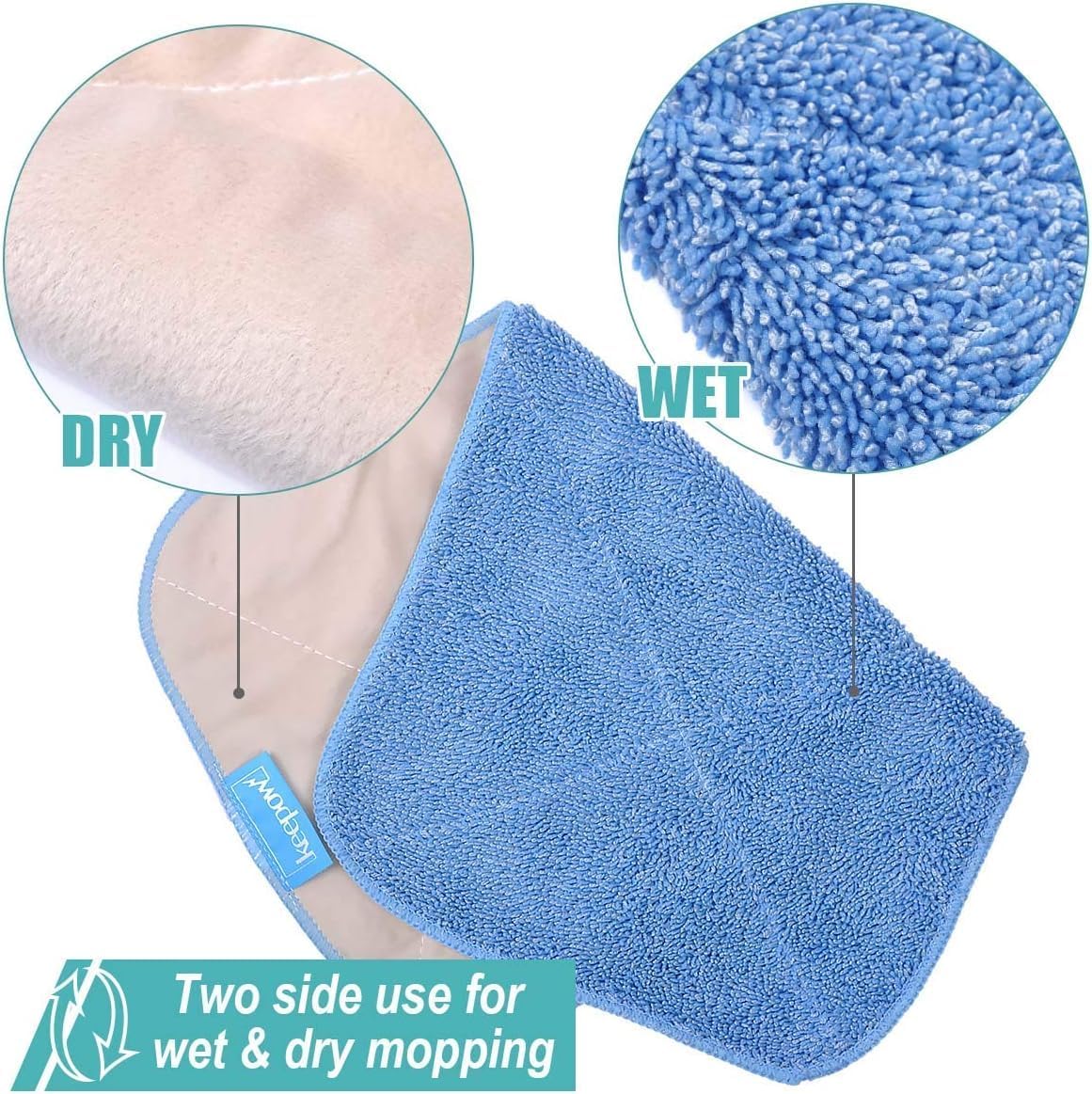 KEEPOW Microfiber Mop Refill Pads for MRSIGA Professional Mop 3 Pack