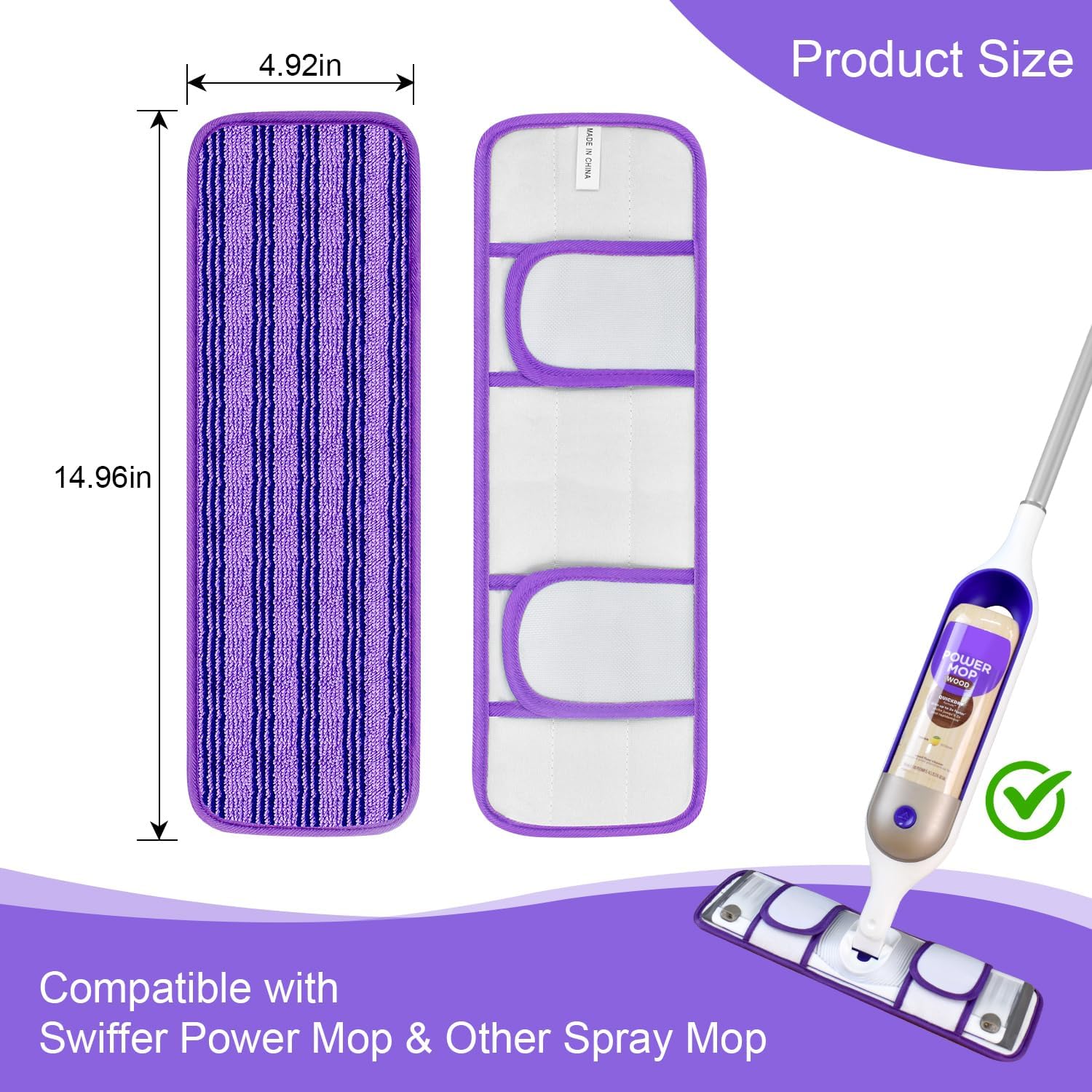 4 Pack Reusable Swiffer PowerMop Pads with Cationic Material 1