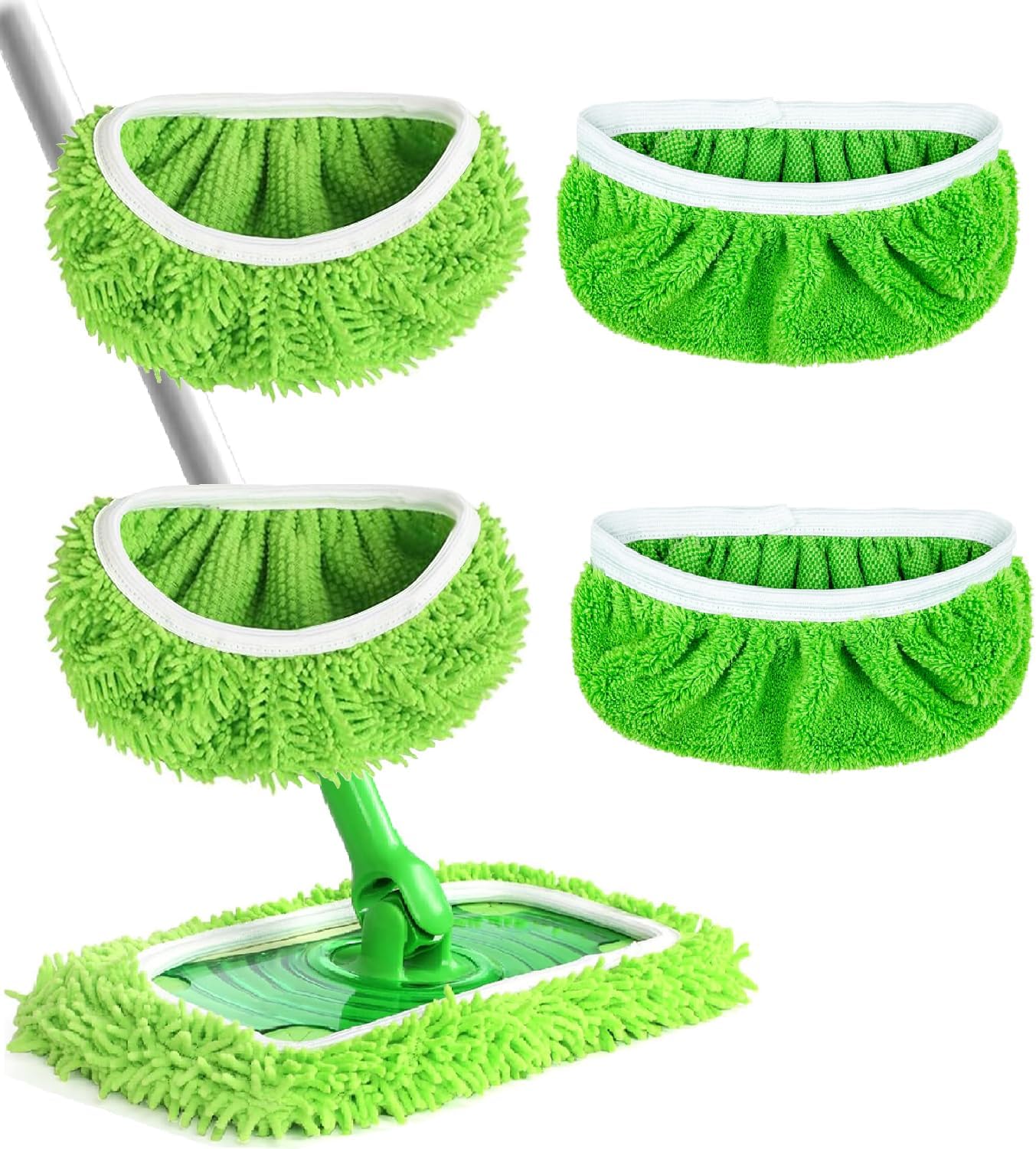 Febsow Reusable Microfiber Mop Pads 4PCS Replacement for Swiffer Sweeper