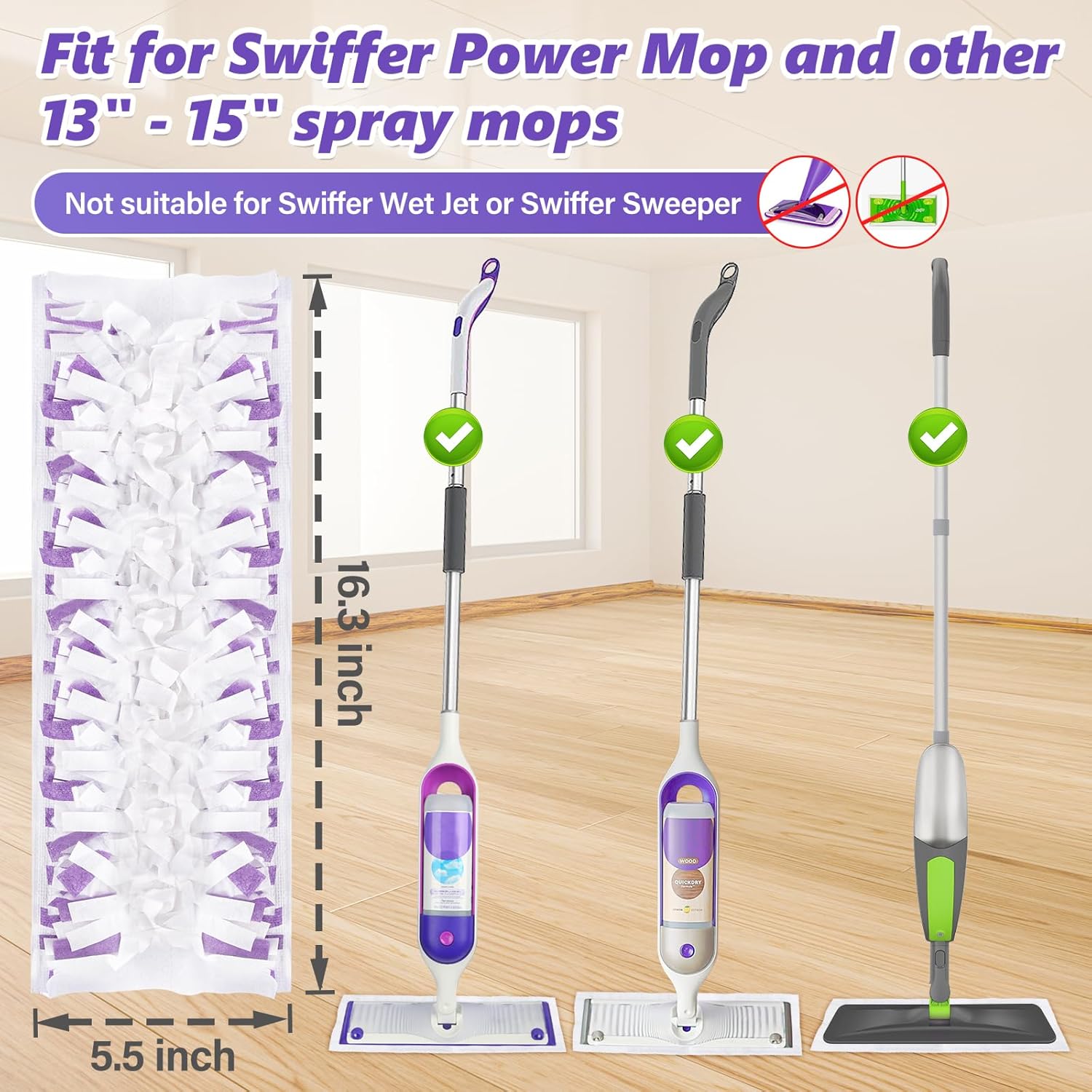 EHADOO 20 Pcs Disposable Mop Pads for Swiffer Power Mop