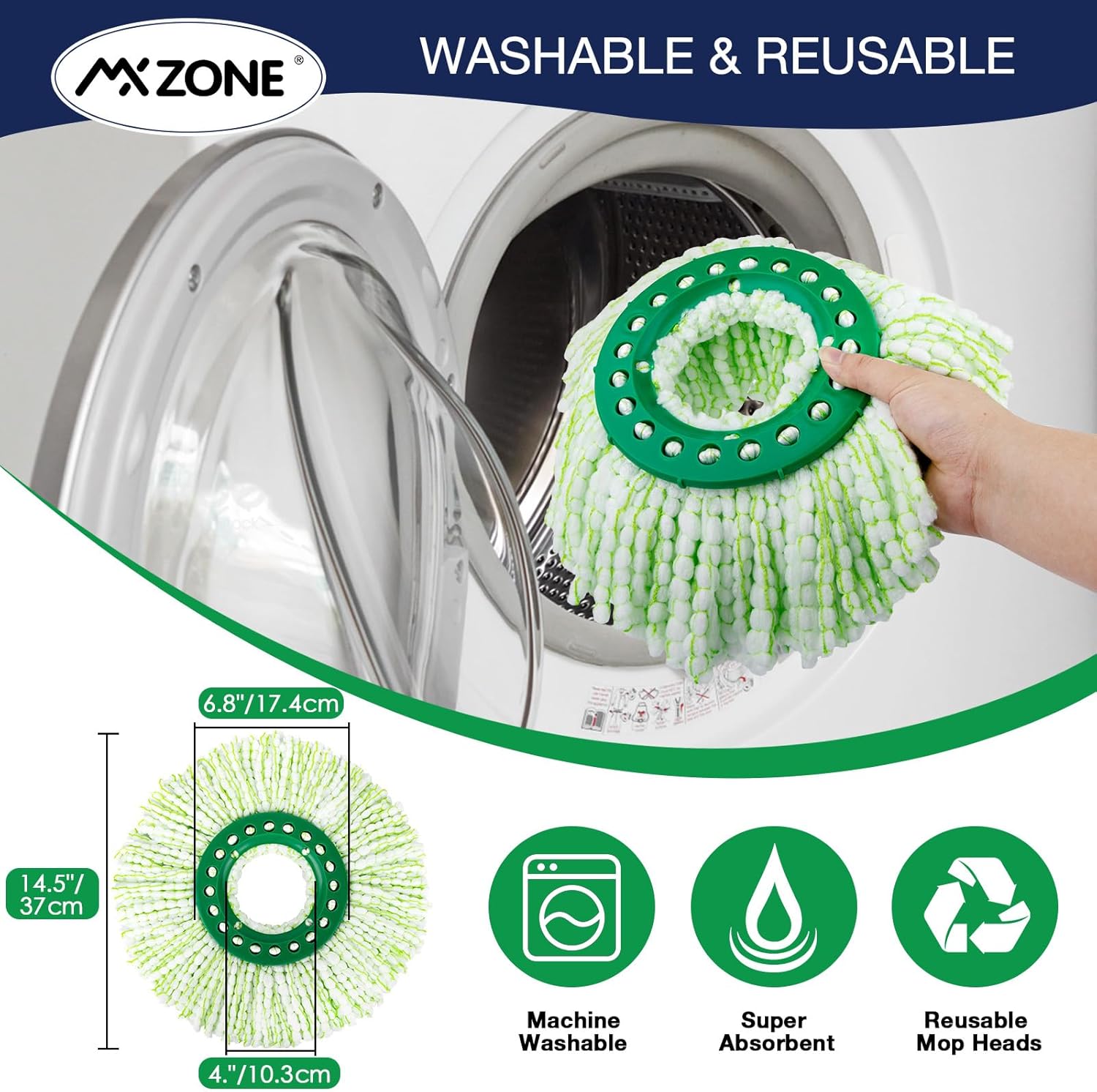 3 Pack Microfiber Mop Head Replacement for Libman Tornado 1