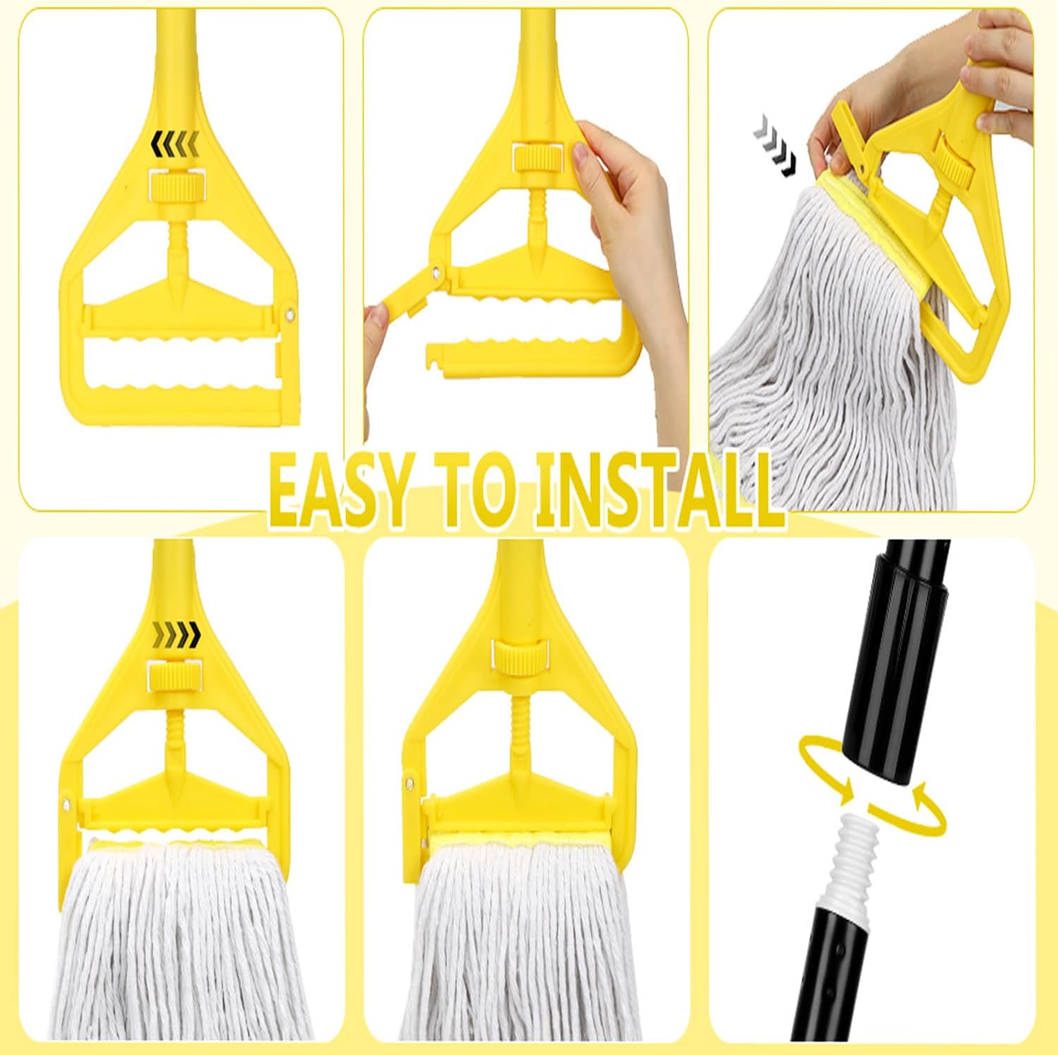 VOUBIEN Heavy Duty Commercial Mop Handle 58 Yellow