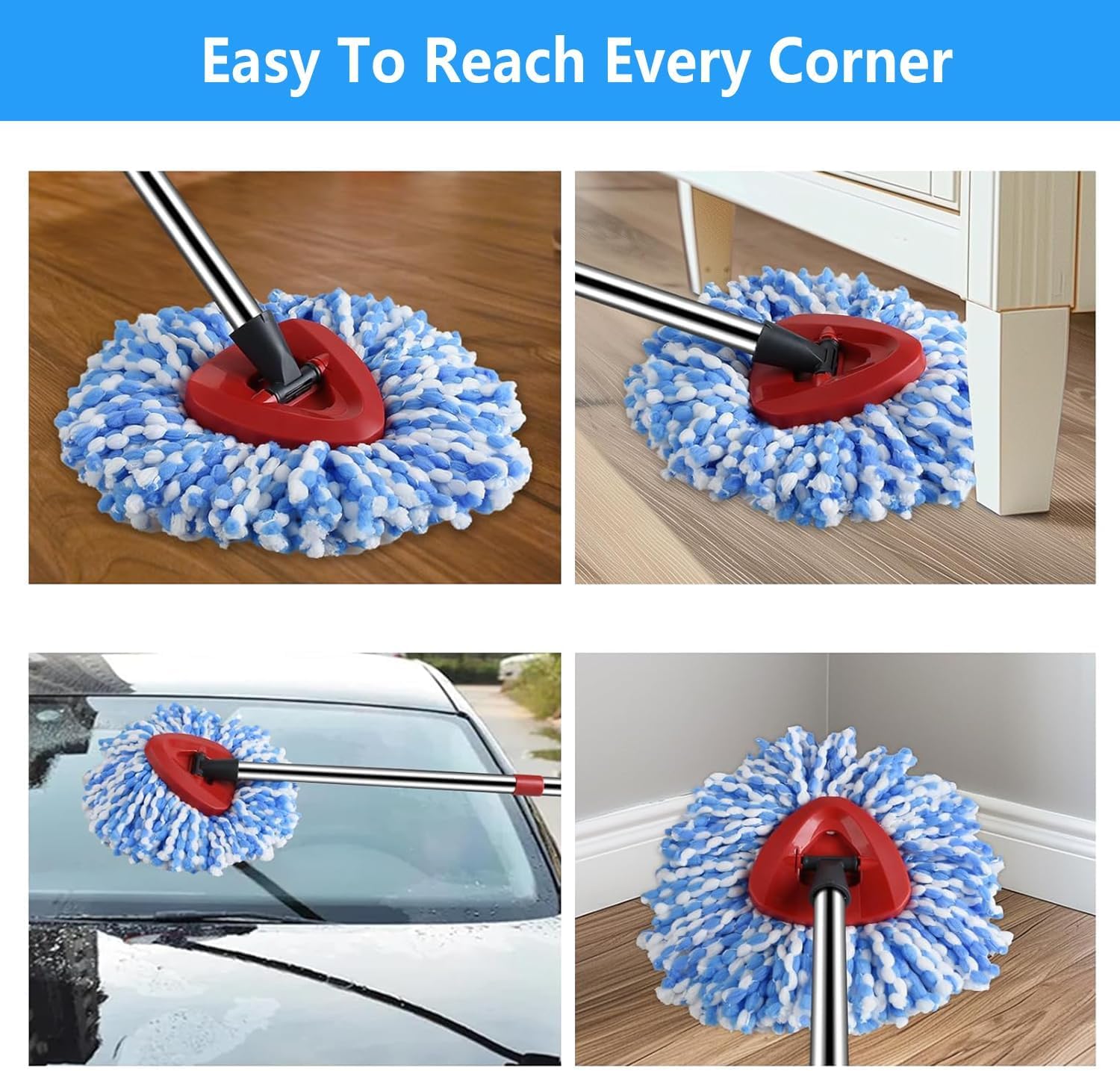 5 Pack Microfiber Mop Head Replacements for RinseClea Spin Mop