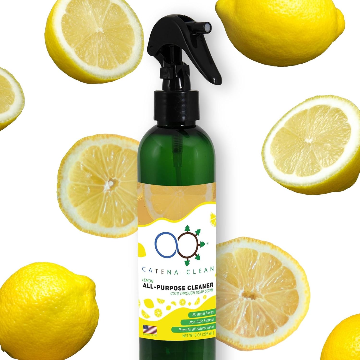 Catena Nano All Natural Lemon Scented Bathroom Cleaner - Powerful Streak-Free Formula