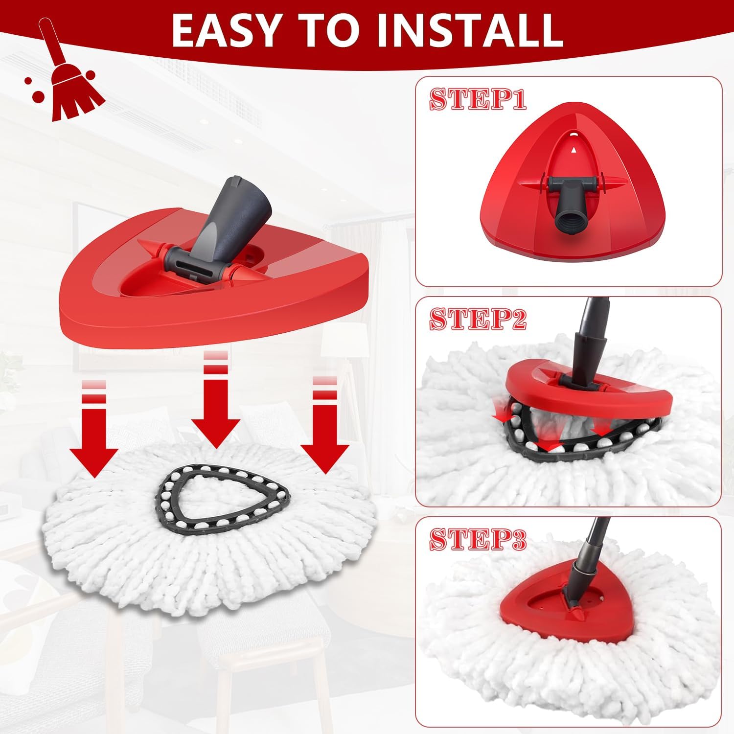 JIUMEE EasyWring 1-Tank Mop Replacement Head Red Base 1pcs
