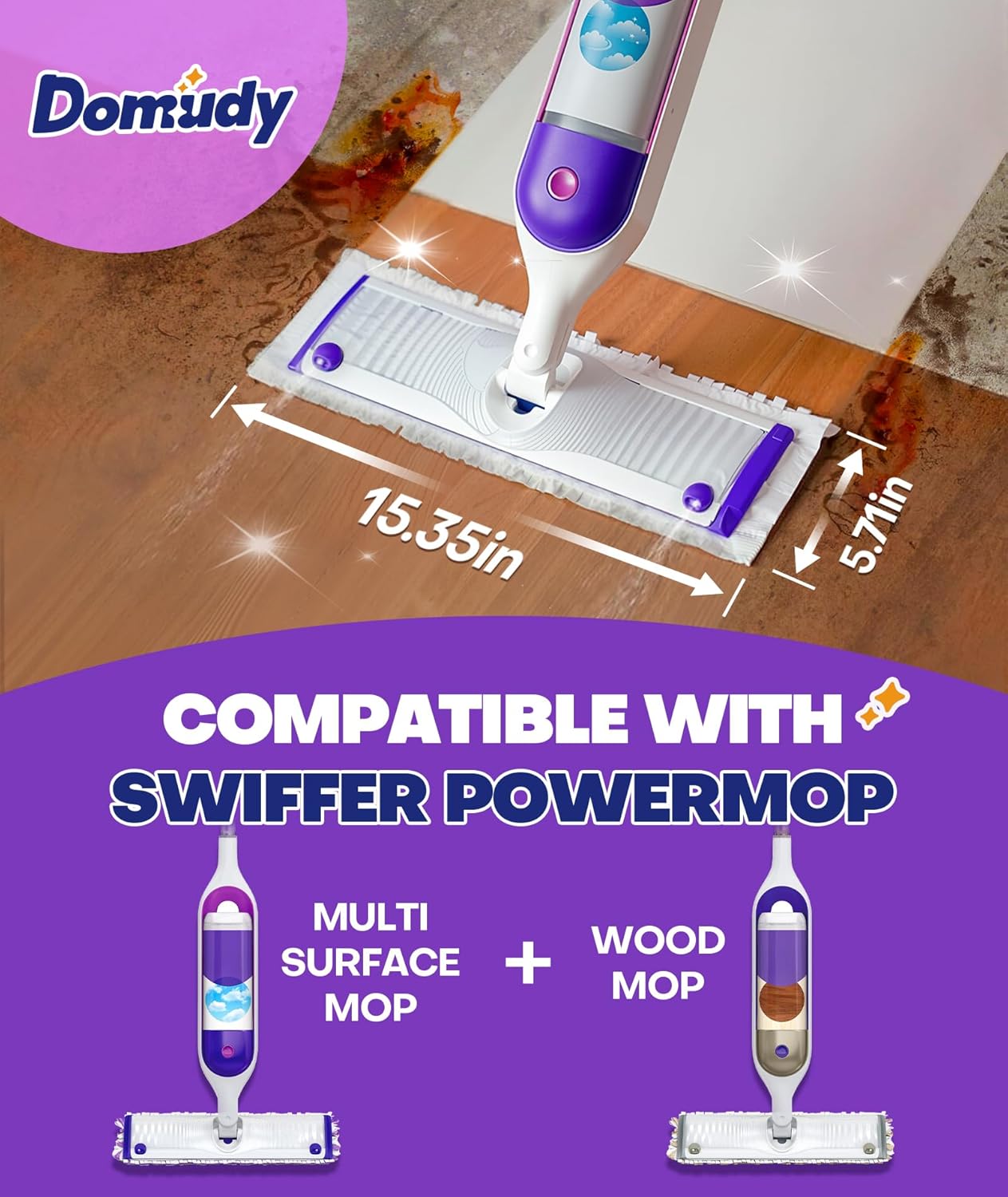 Domudy 5X Cleaning Power Mop Refills for Swiffer