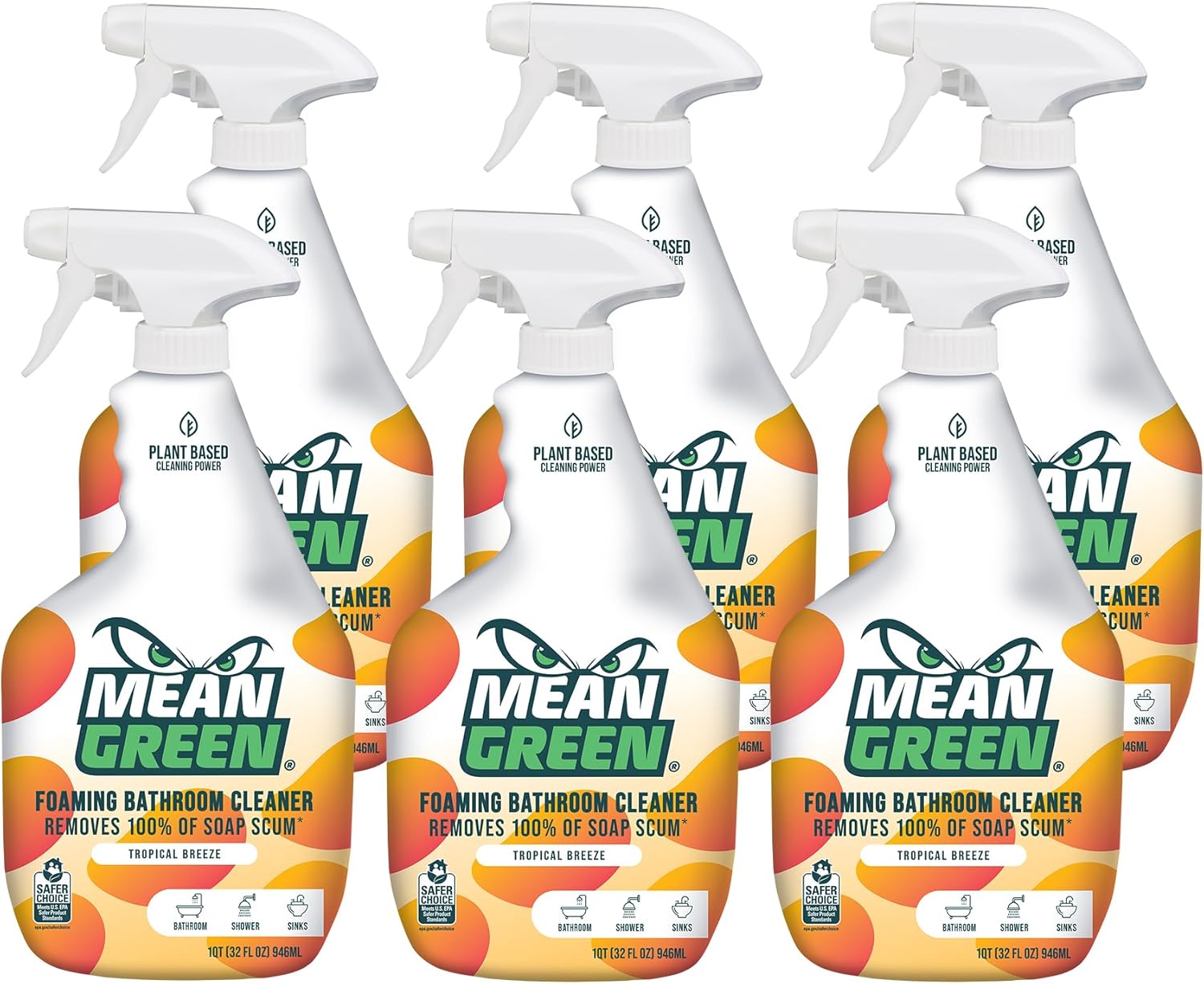 Mean Green Bathroom Cleaner Tropical Breeze 32 Ounce 6 Pack