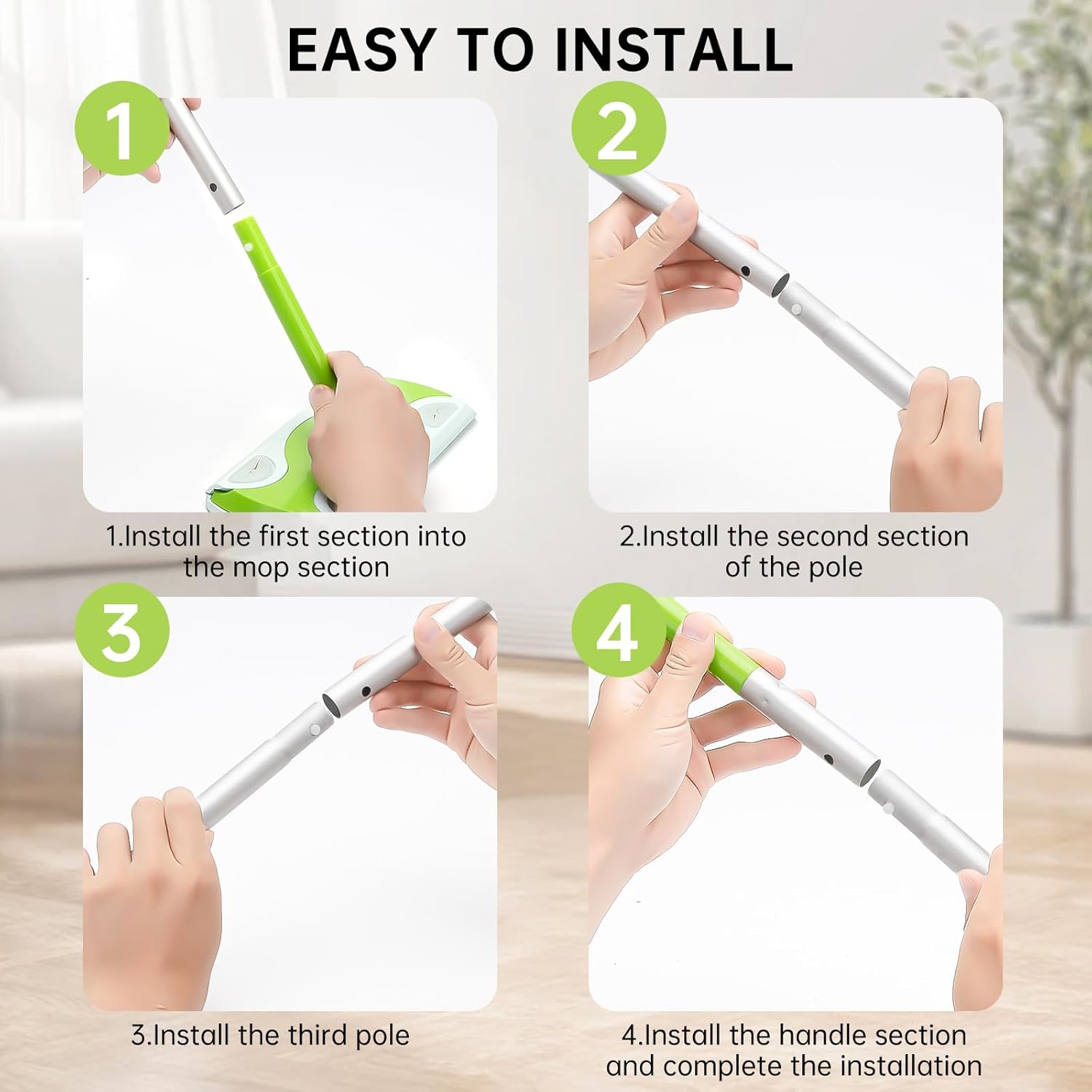 LANGRUI Extra Long Detachable Mop Handle for Swiffer