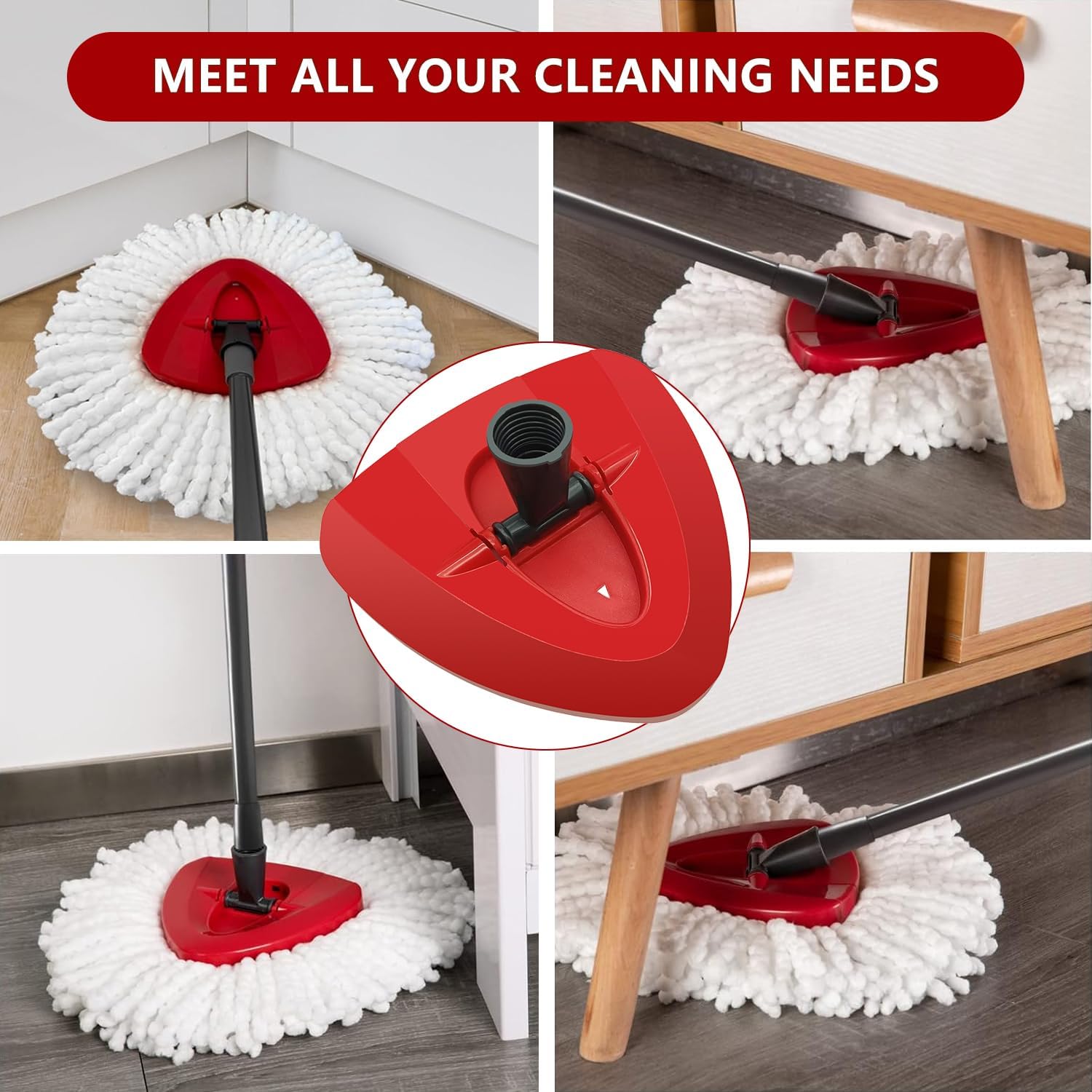 JIUMEE EasyWring 1-Tank Mop Replacement Head Red Base 1pcs