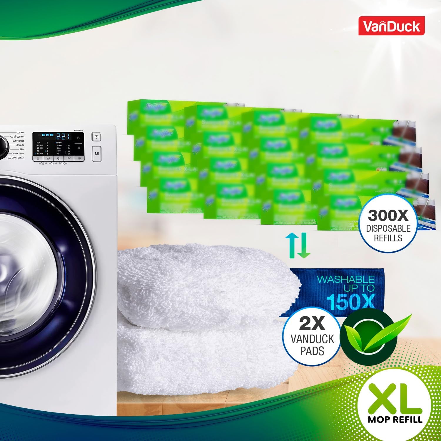 VanDuck Extra Large Cotton Mop Pads 2-Pack