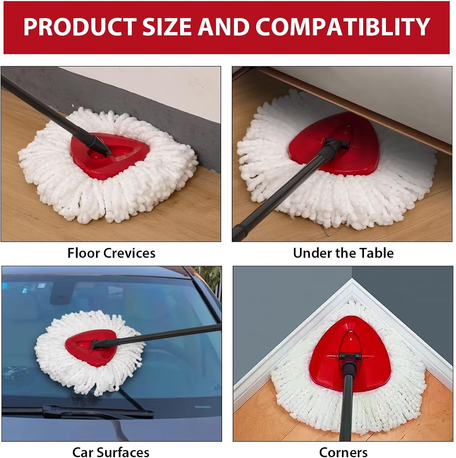4-Pack Microfiber Mop Replacement Heads for Ocedar