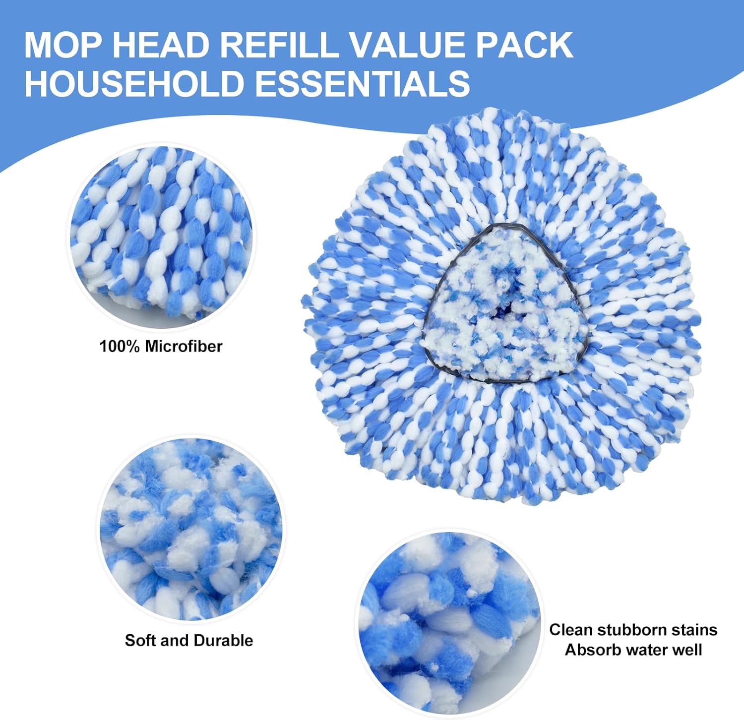 DLAIMI Spin Mop Replacement Heads Combo Set