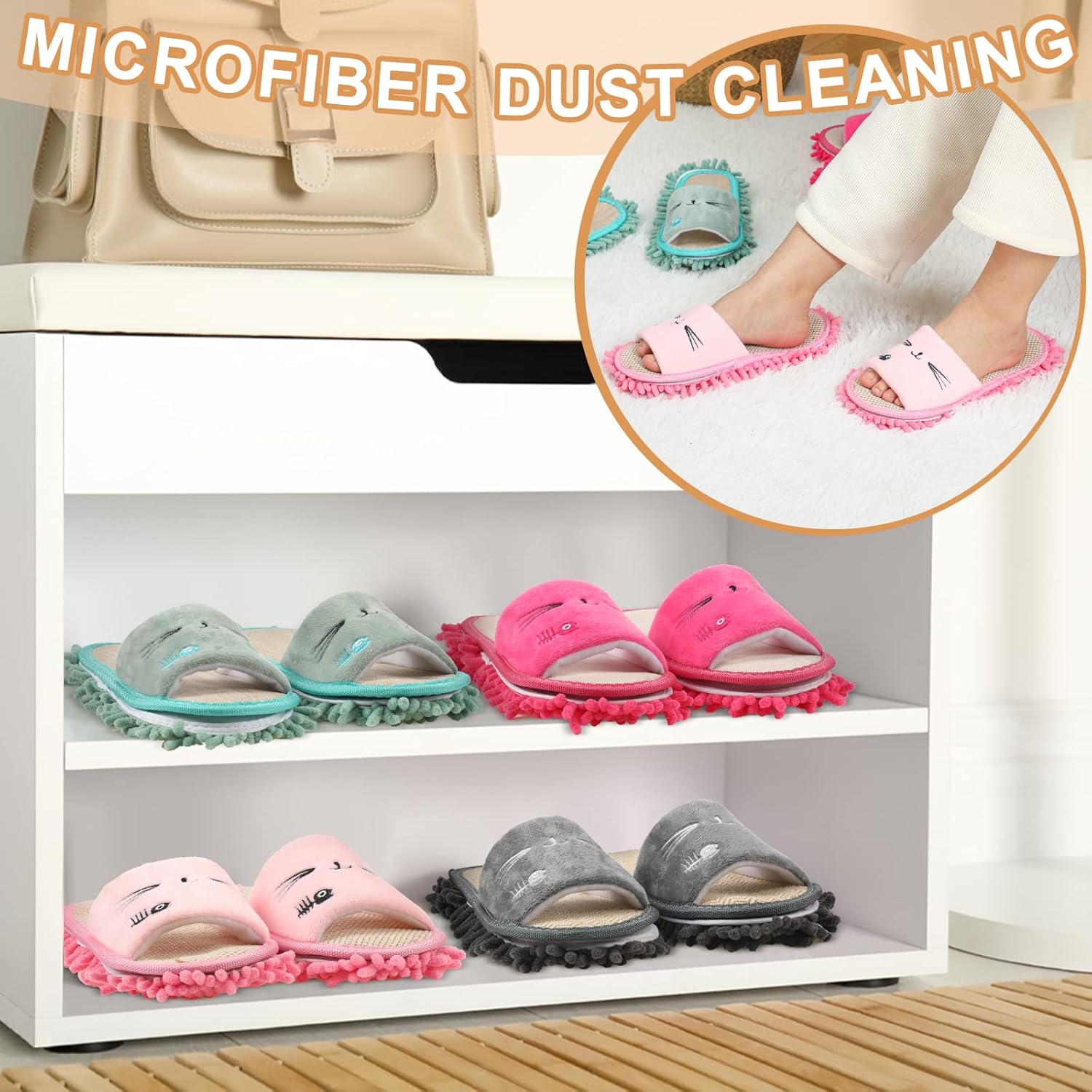 Wesiti 4 Pairs Microfiber Mop Slippers for Women 1